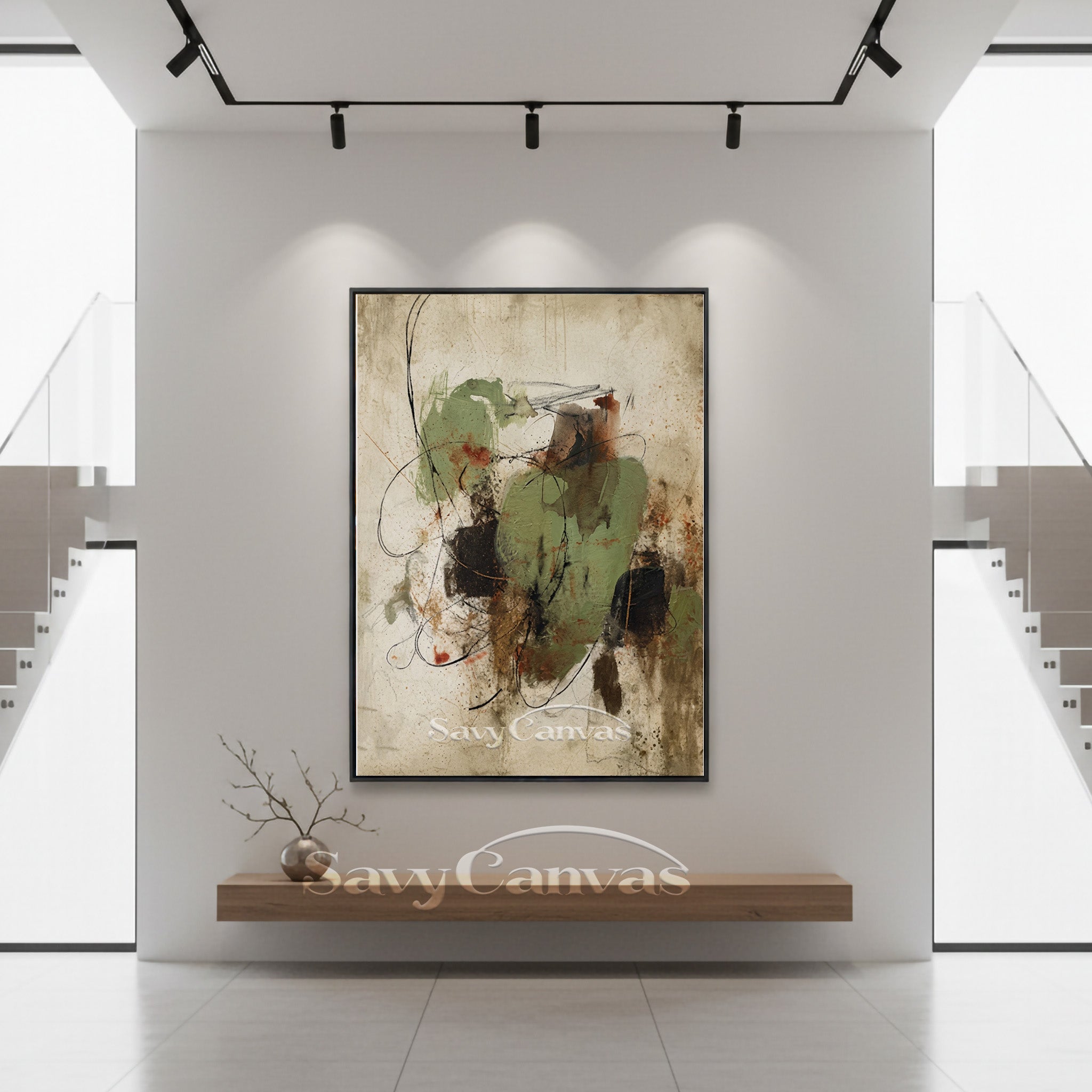 Original Green & Earth Tone Abstract Oil Painting | Modern Wall Art #SS 002