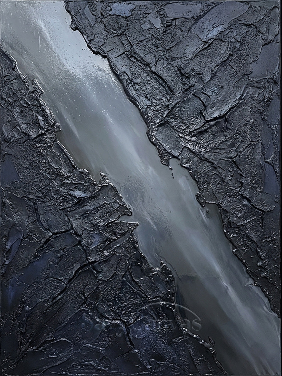 Modern Black 3D Texture Abstract Oil Painting for Living Room