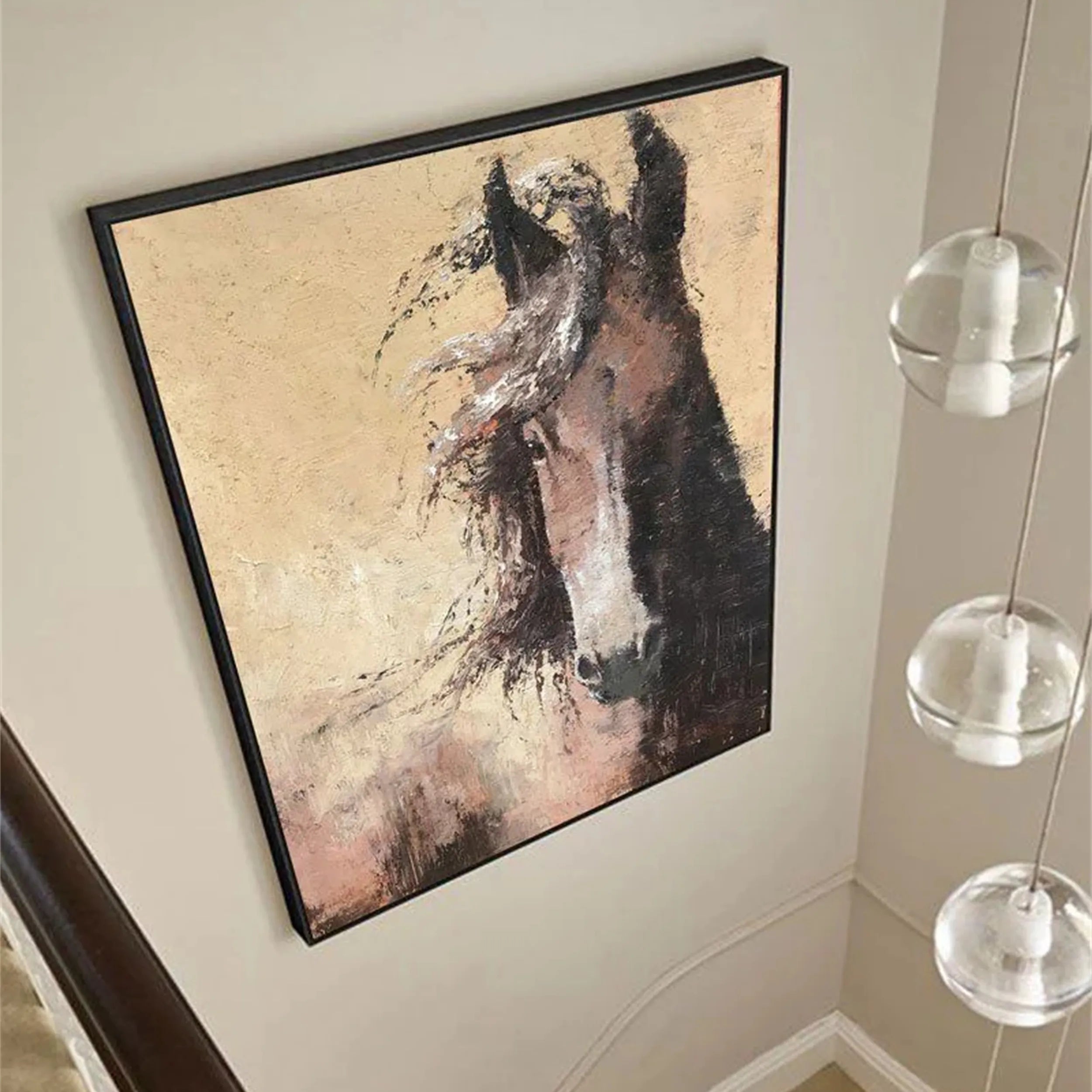 Large Abstract Brown Horse Canvas: Expressive Equine Art #ZZ 025