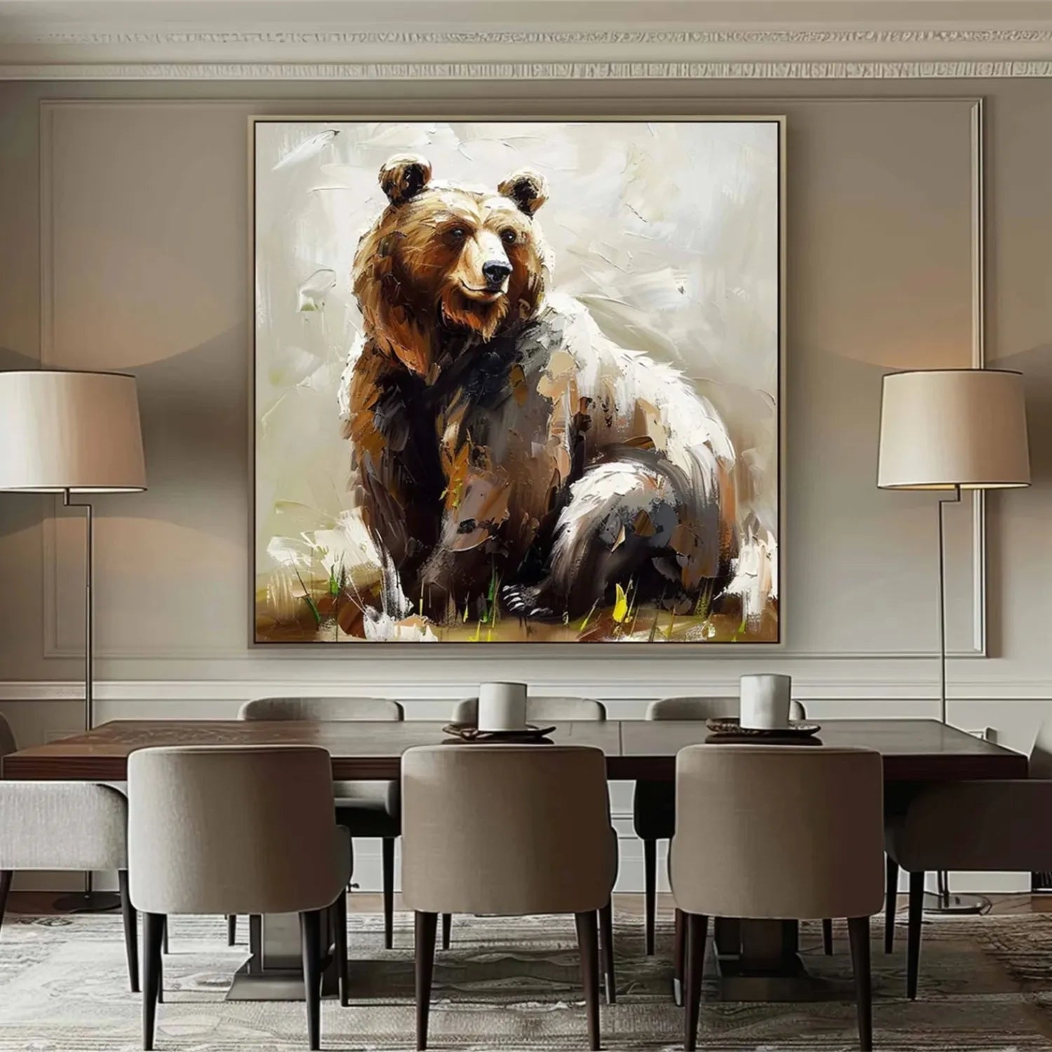 Abstract Bear Portrait: Large Contemporary Wildlife Wall Art #ZZ 027