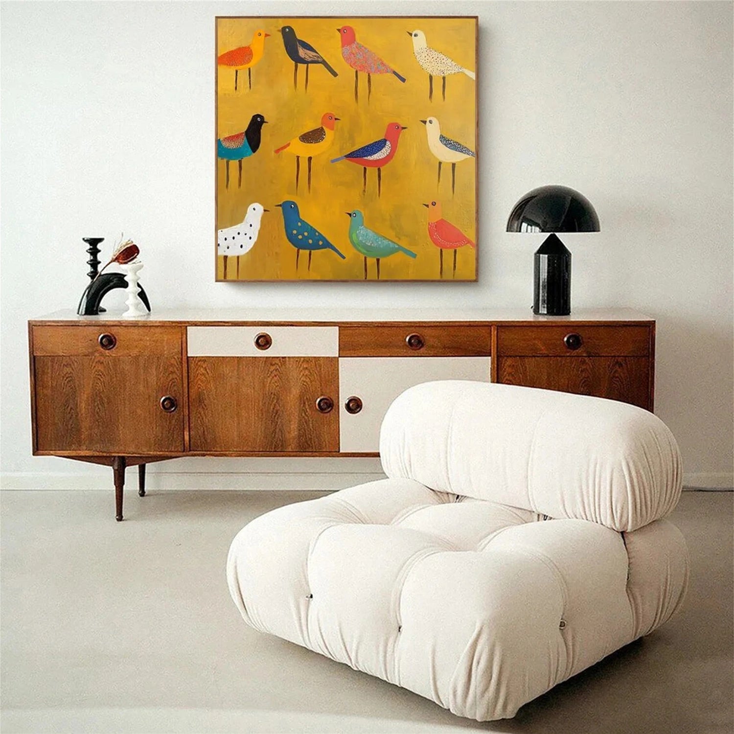 Colorful Birds Wall Art | Large Square Abstract Animal Painting #ZZ 214