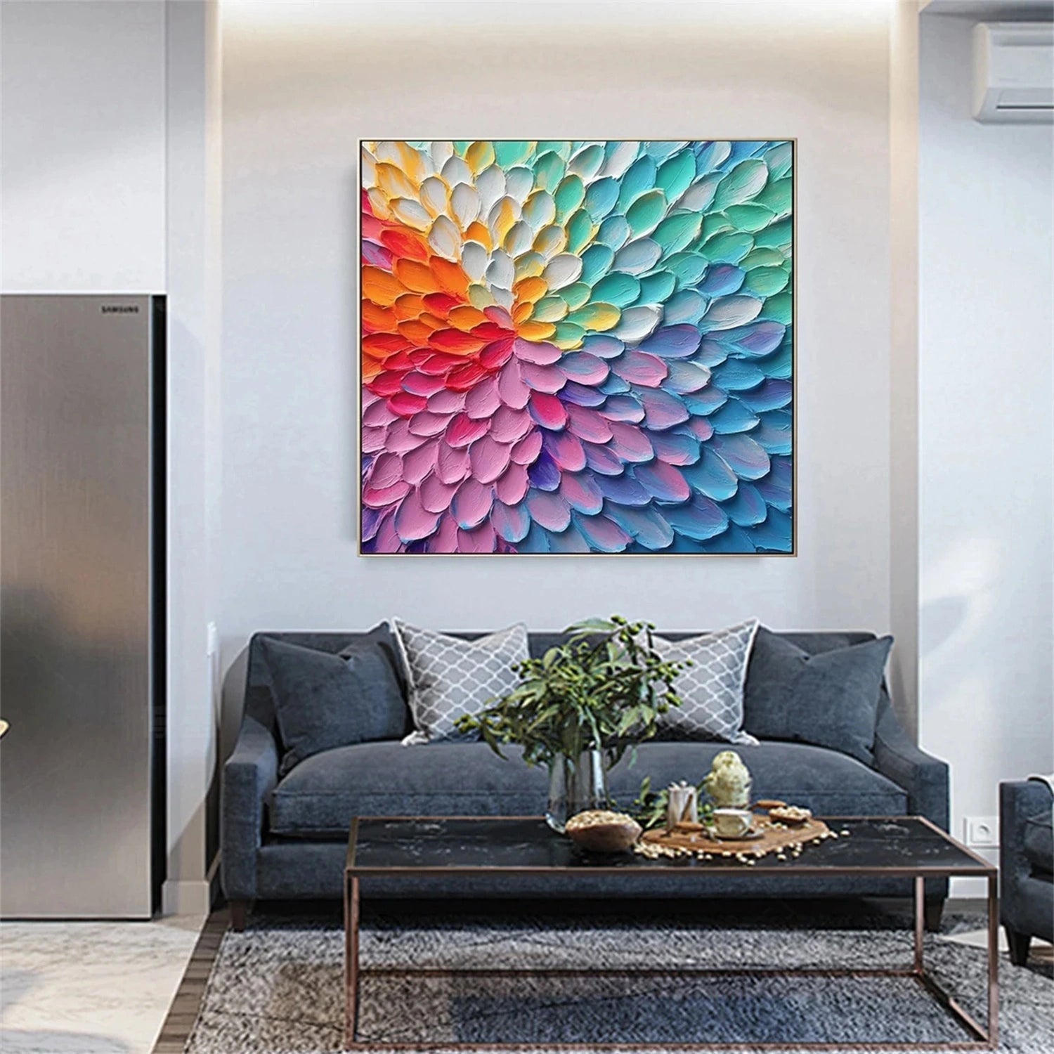 Colorful Textured Flower Painting | 3D Petal Abstract Wall Art #JJ 345