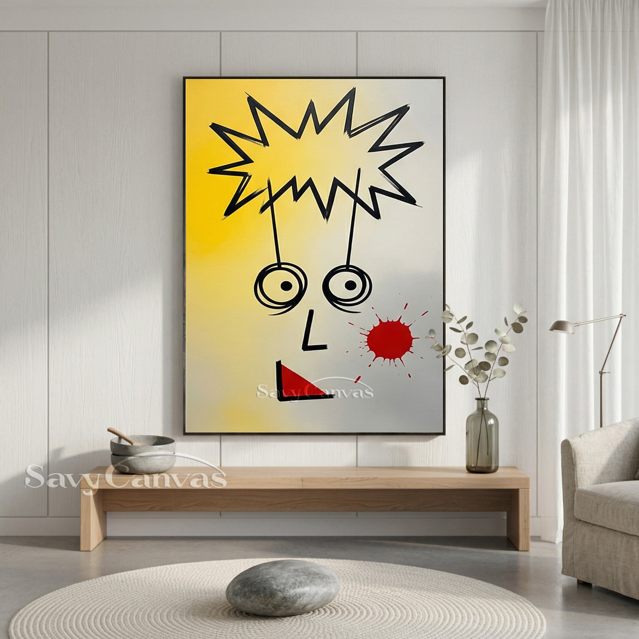 Modern Abstract Face Oil Painting | Minimalist Explosion Art #SS 087
