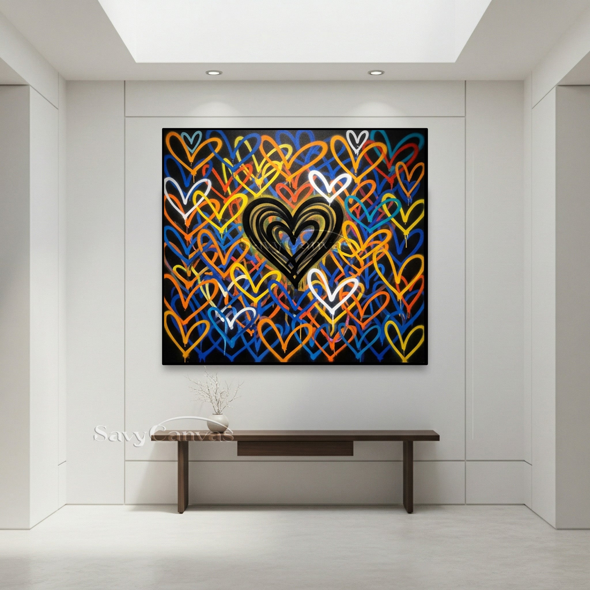 Colorful Graffiti Heart Hand-Painted Canvas Wall Art #SS 127
