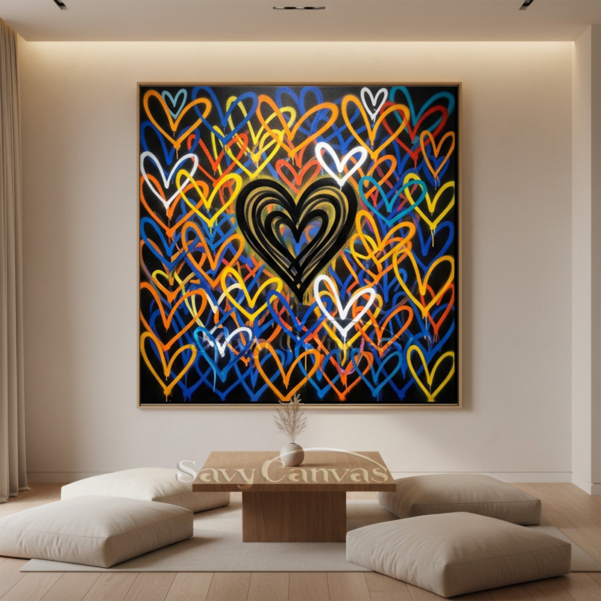 Colorful Graffiti Heart Hand-Painted Canvas Wall Art #SS 127