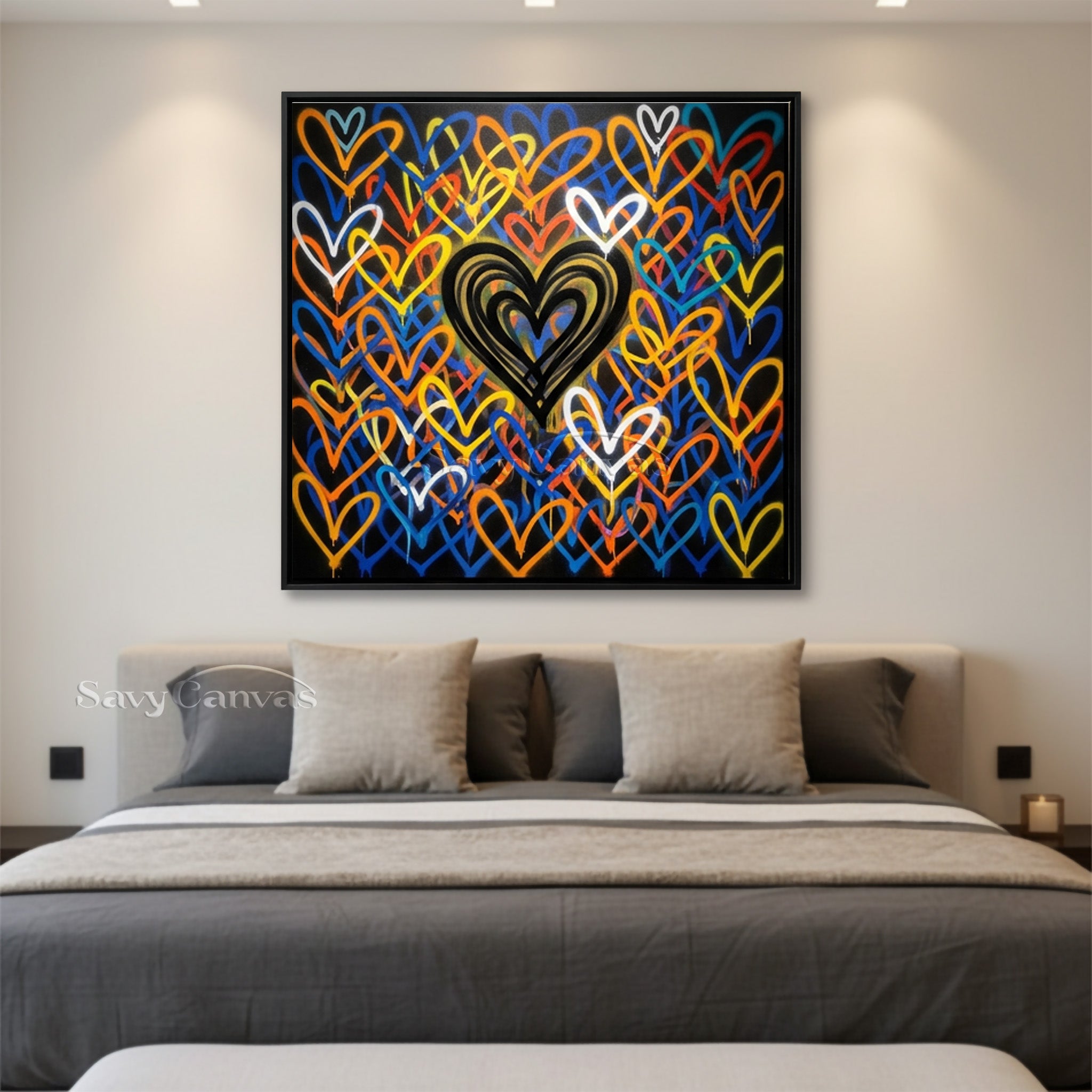 Colorful Graffiti Heart Hand-Painted Canvas Wall Art #SS 127