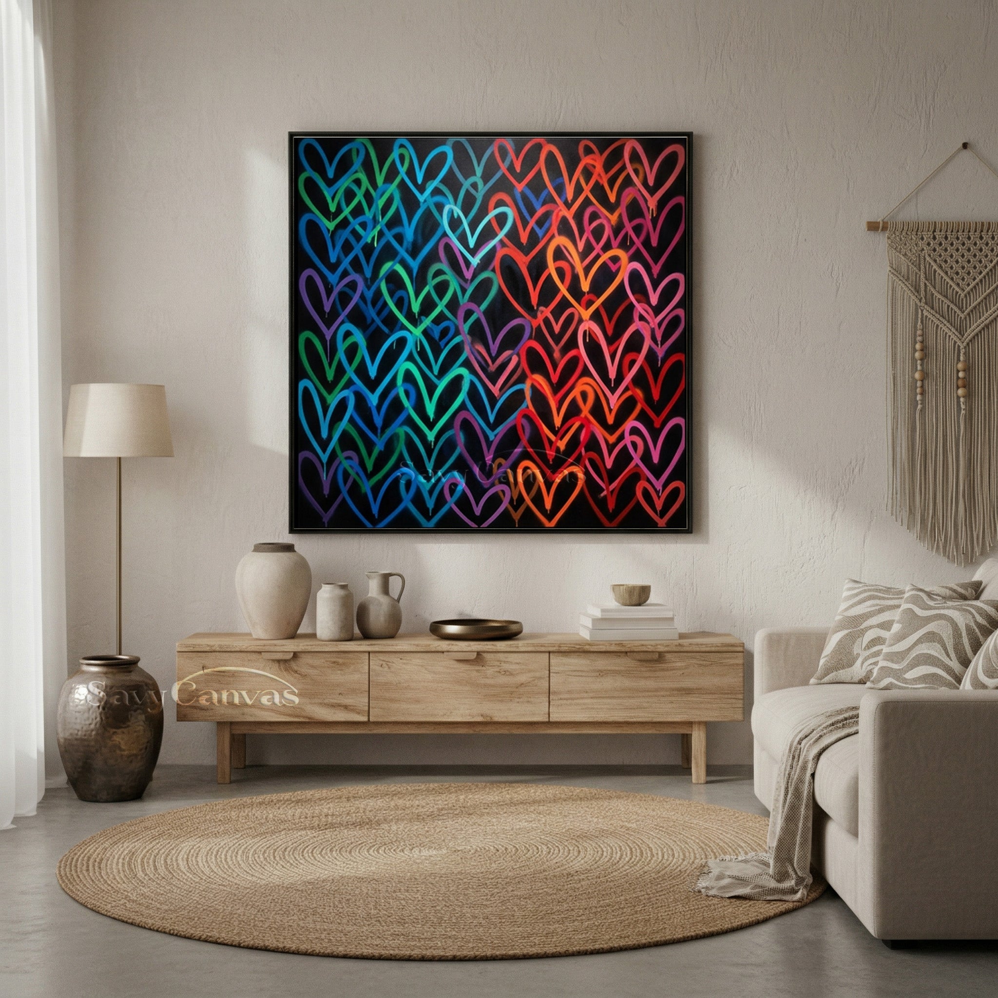 Colorful Graffiti Heart Canvas Wall Art | Modern Street Pop Art #SS 128