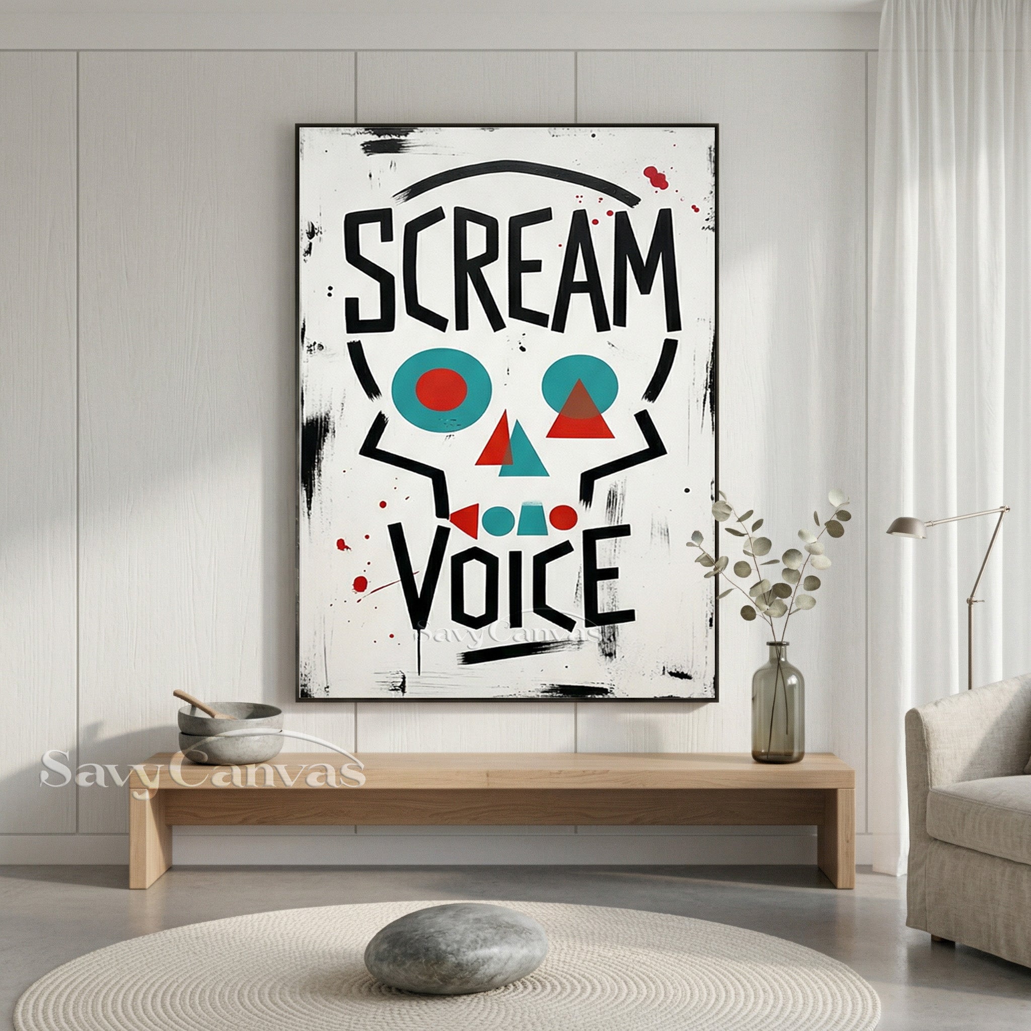 Handmade Skull & Typography Oil Painting - Modern Wall Decor #SS 088
