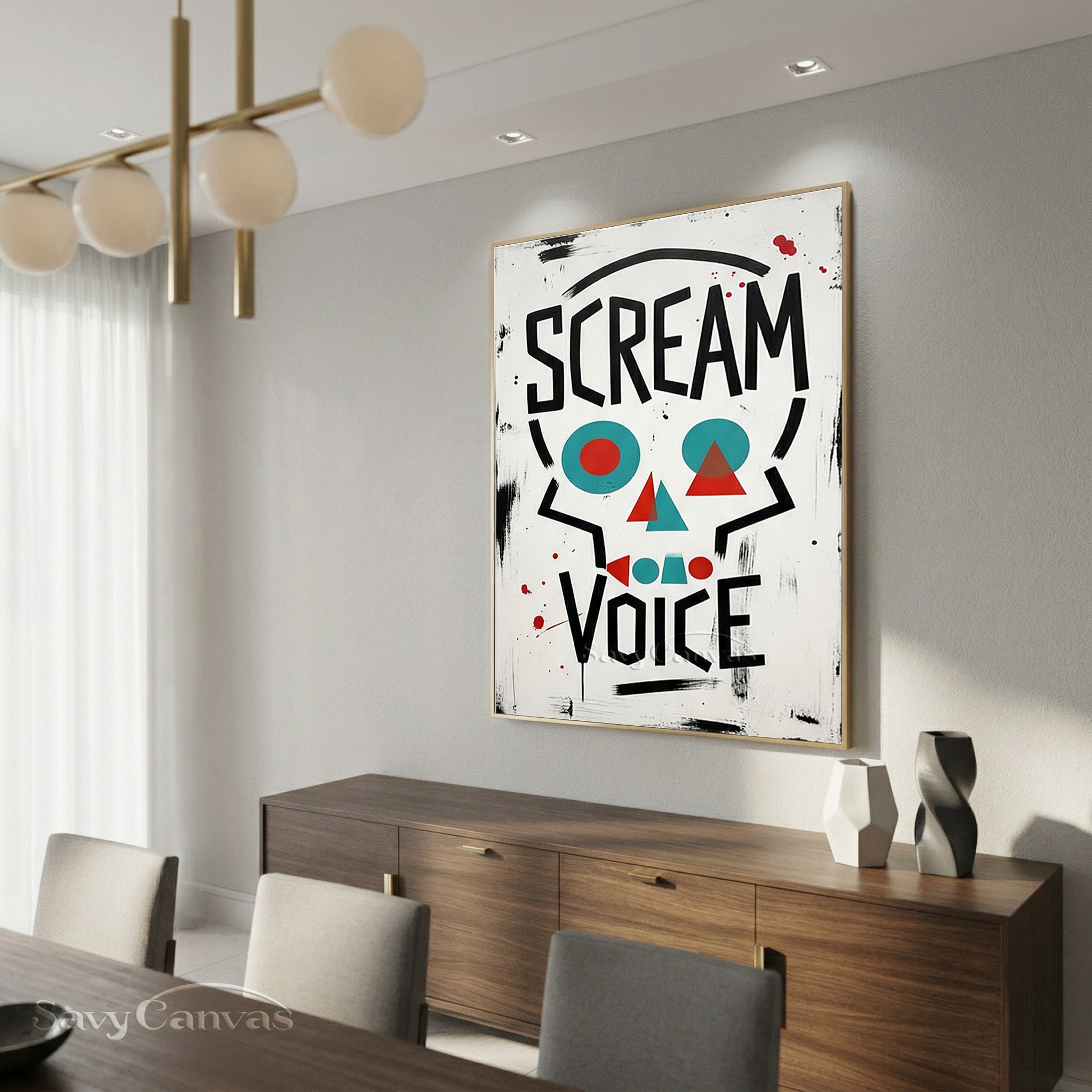 Handmade Skull & Typography Oil Painting - Modern Wall Decor #SS 088