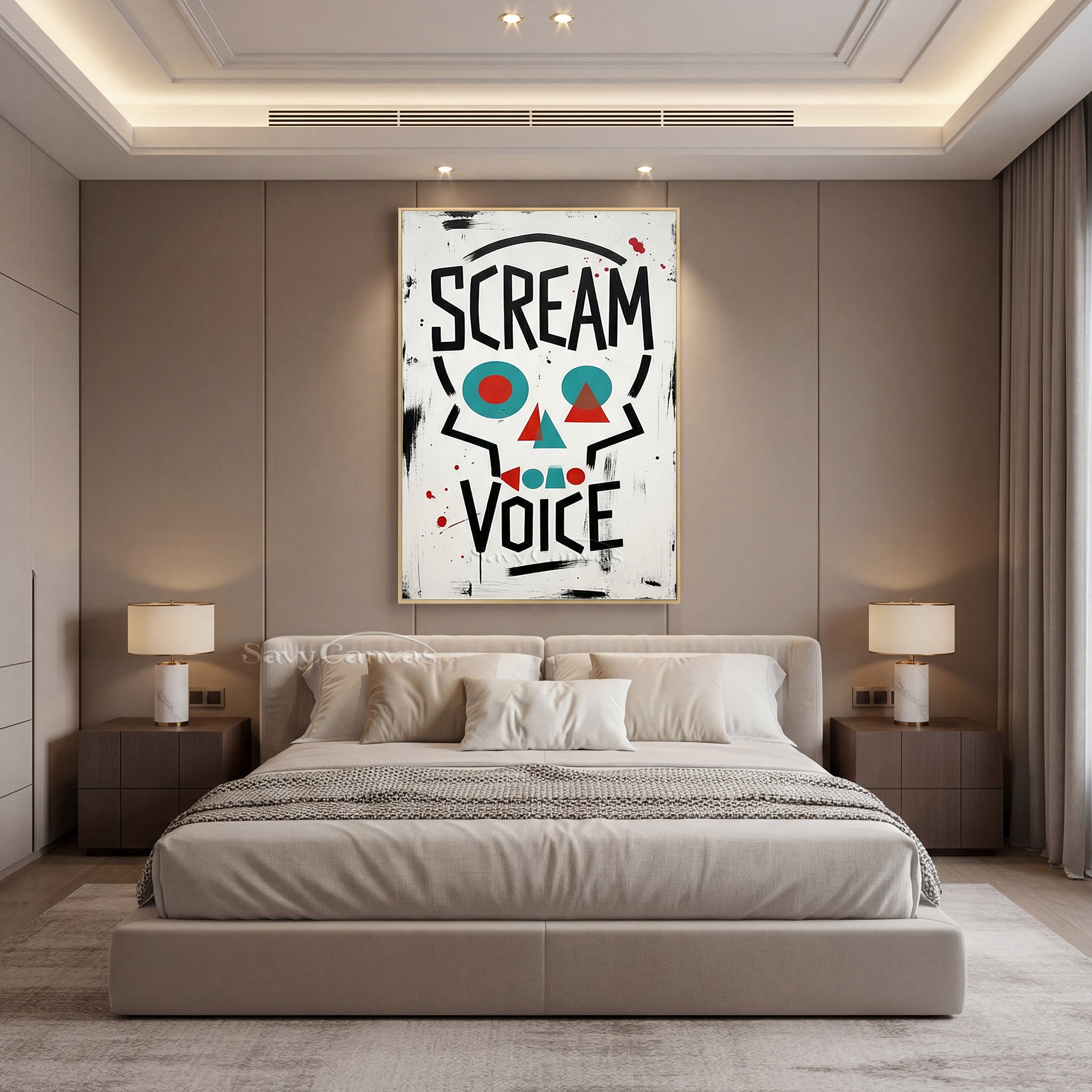 Handmade Skull & Typography Oil Painting - Modern Wall Decor #SS 088