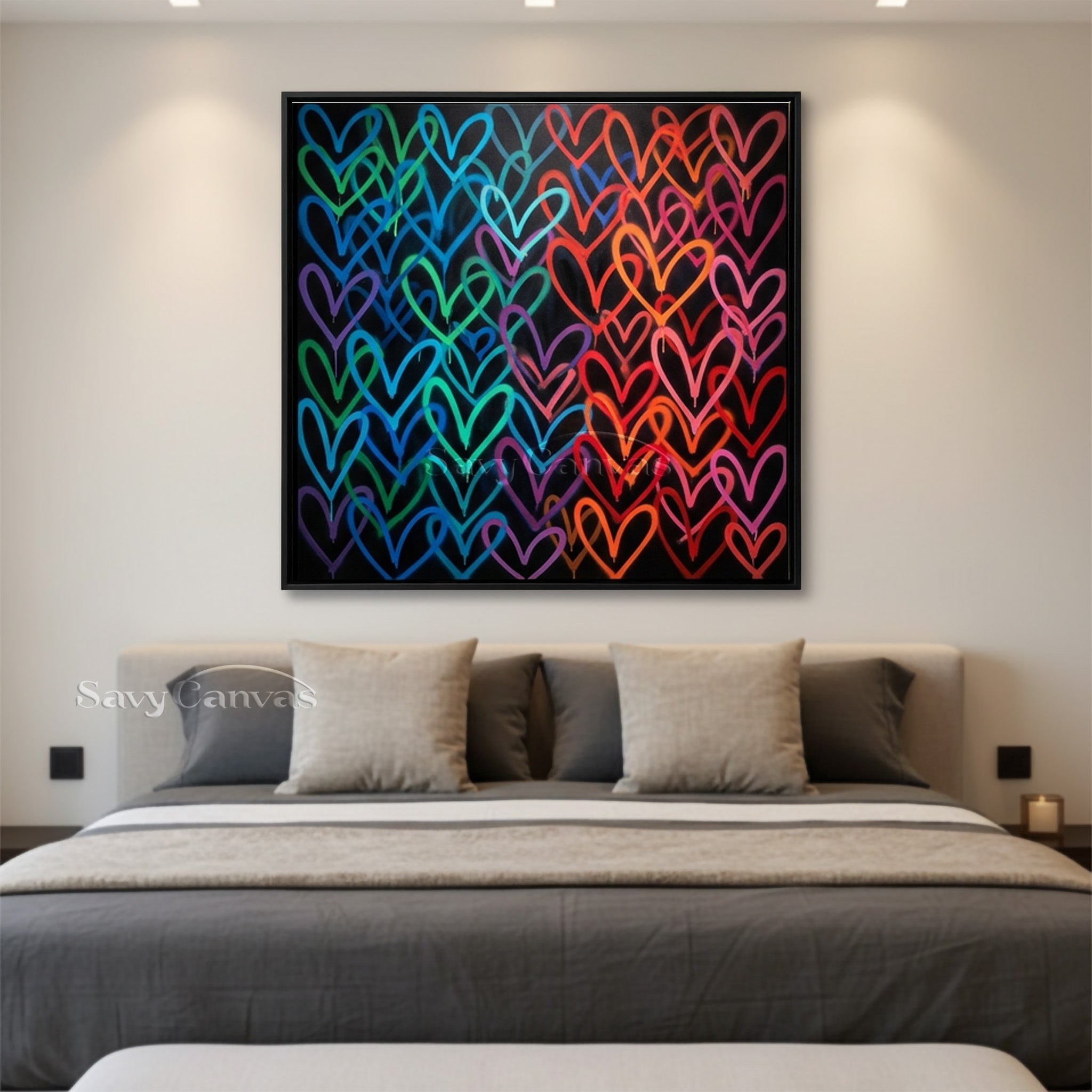 Colorful Graffiti Heart Canvas Wall Art | Modern Street Pop Art #SS 128