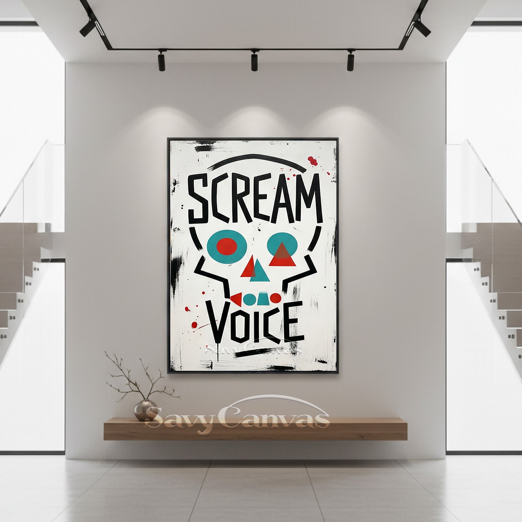 Handmade Skull & Typography Oil Painting - Modern Wall Decor #SS 088