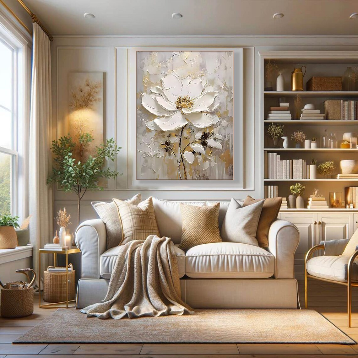 Handmade Textured Flower Painting | Vertical Decor #TC 100