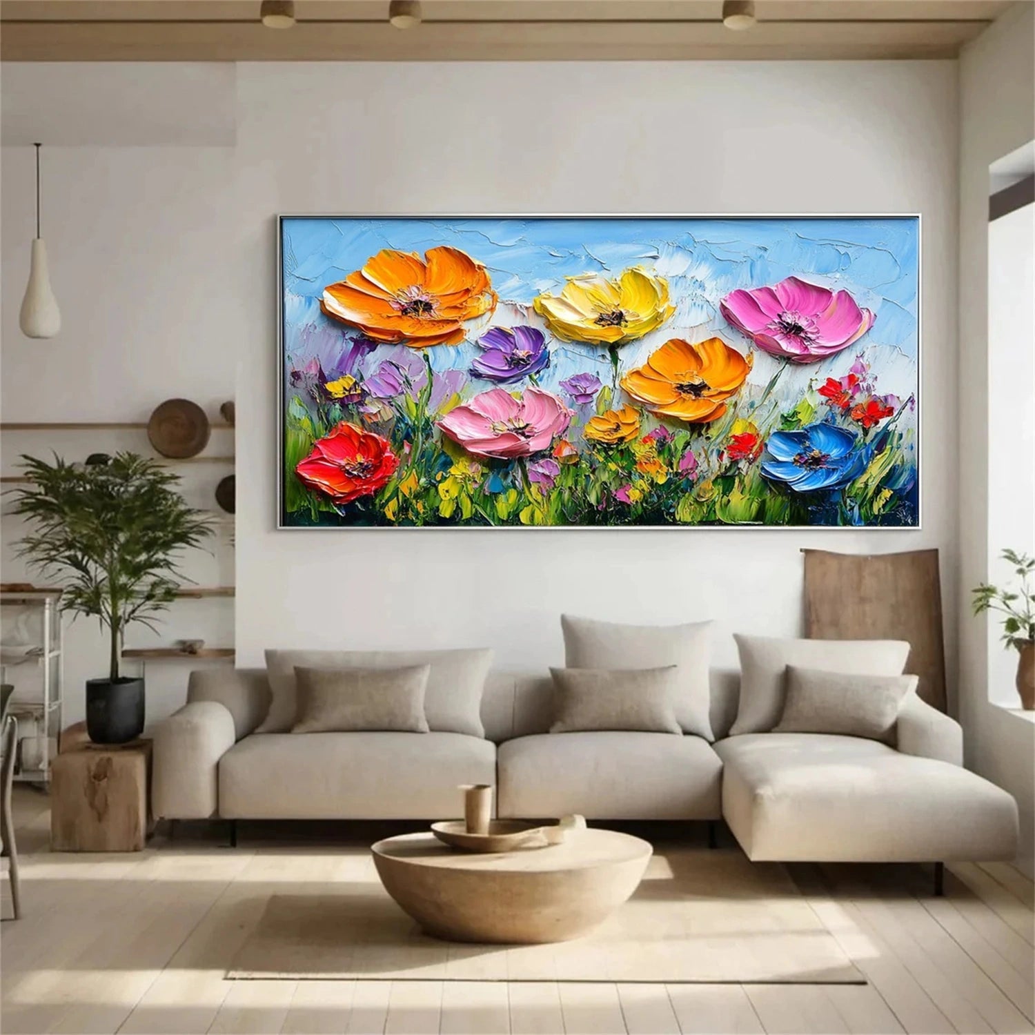 Large - Scale Hand - Painted Oil Painting: Floral Delight for Your Walls #JJ 344