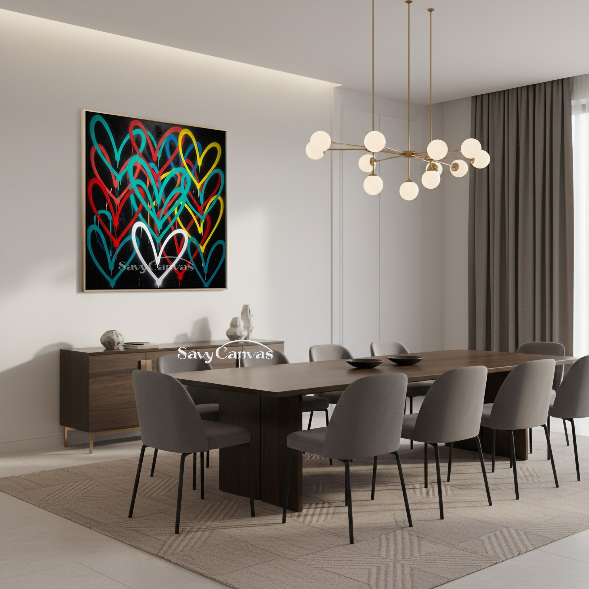 Colorful Hearts Graffiti Canvas Painting | Modern Abstract Mural #SS 129