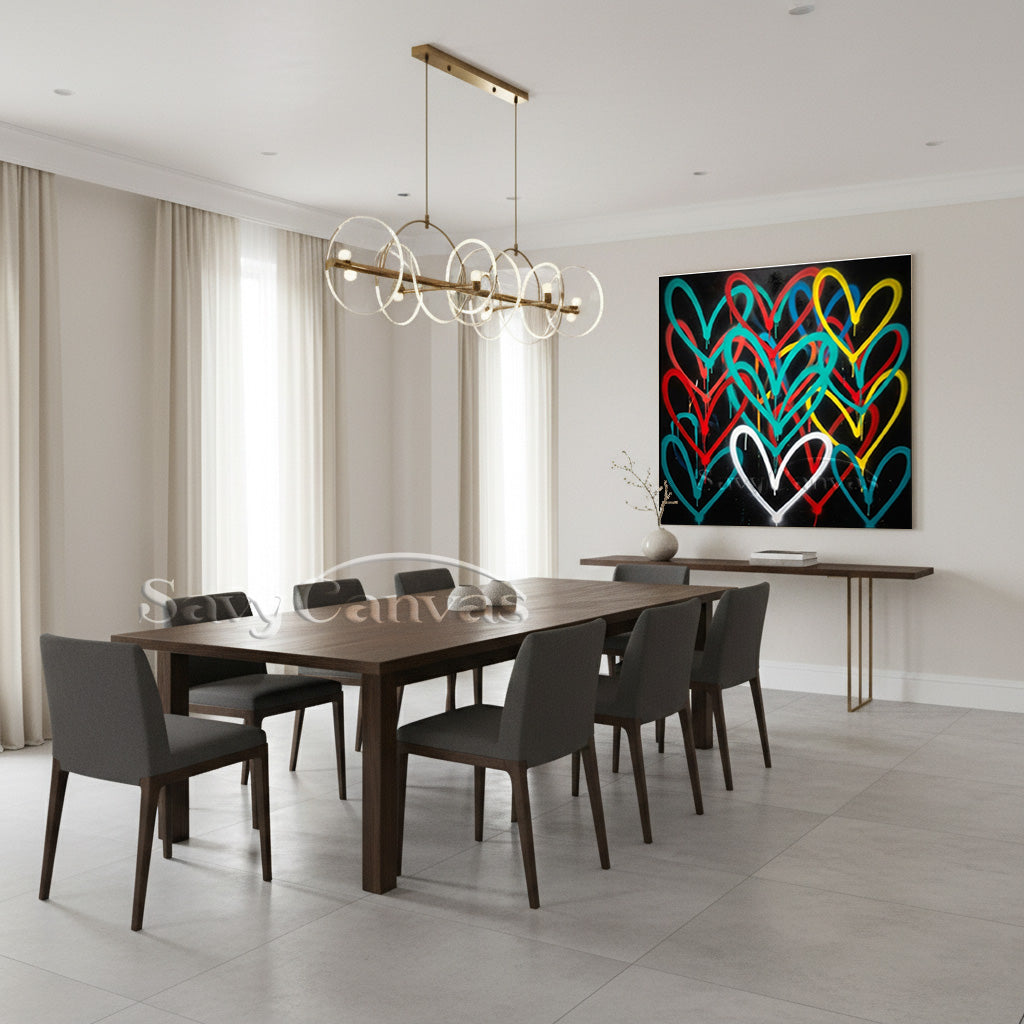 Colorful Hearts Graffiti Canvas Painting | Modern Abstract Mural #SS 129