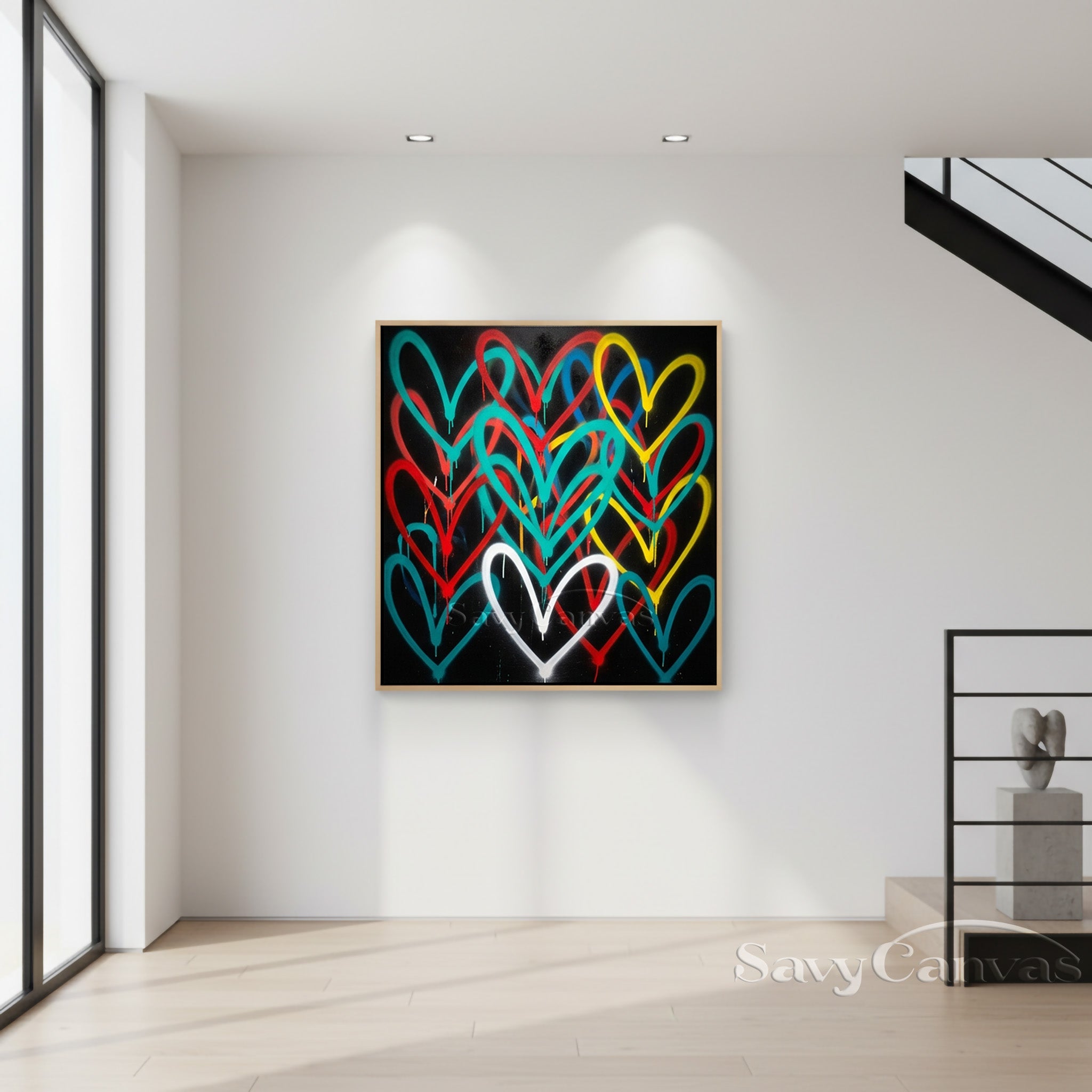 Colorful Hearts Graffiti Canvas Painting | Modern Abstract Mural #SS 129