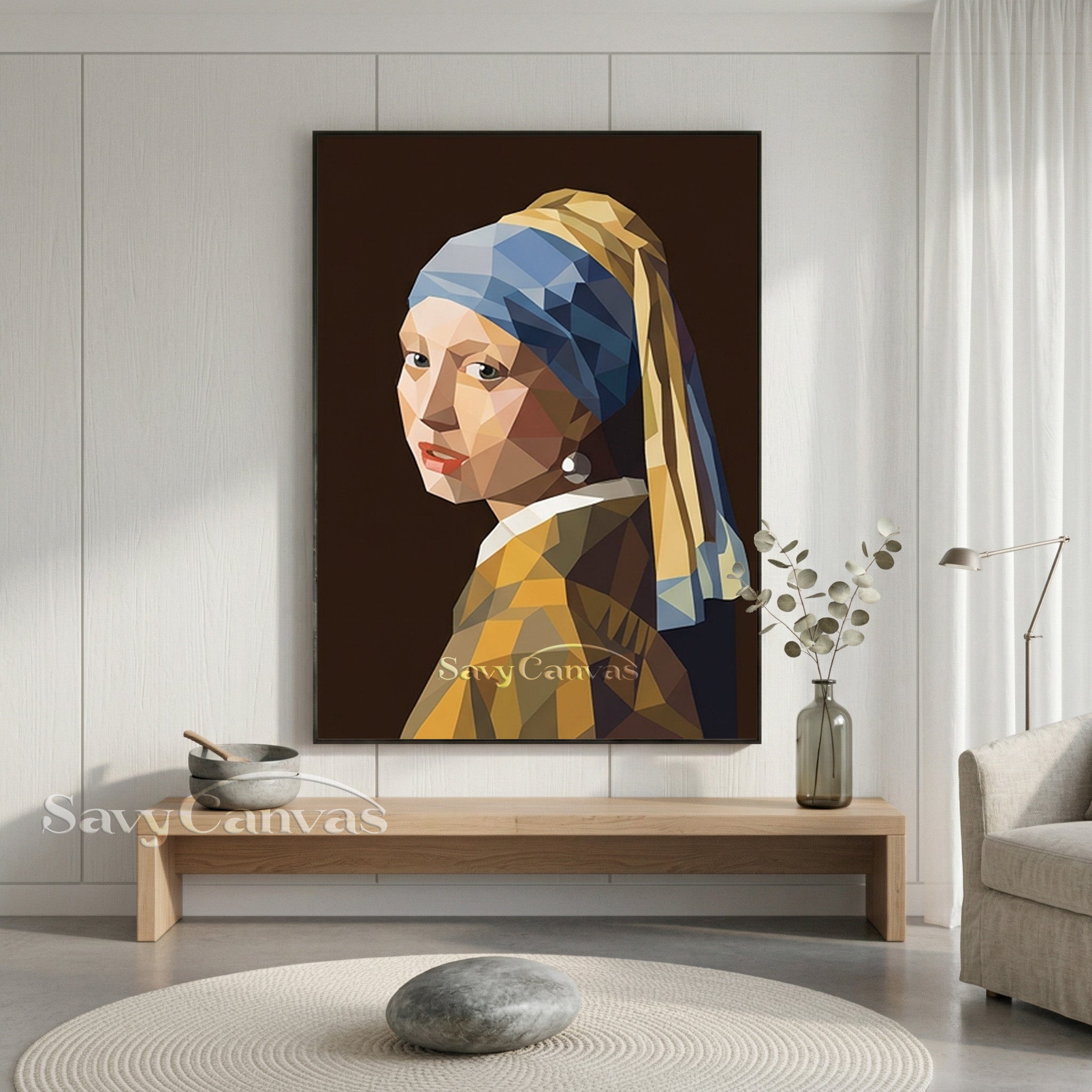 Creative Geometric Masterpiece Art | Girl with a Pearl Earring Print #SS 163