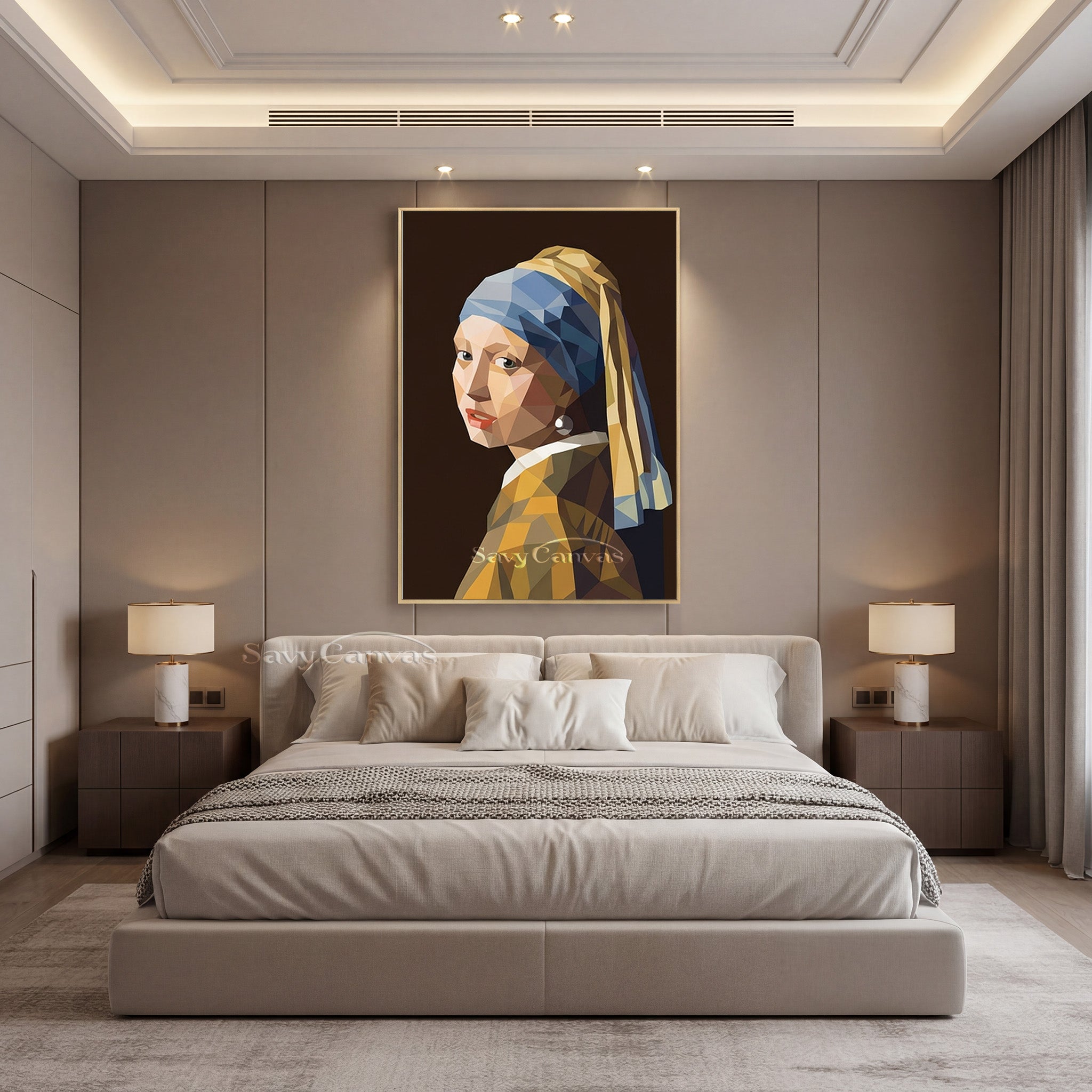 Creative Geometric Masterpiece Art | Girl with a Pearl Earring Print #SS 163