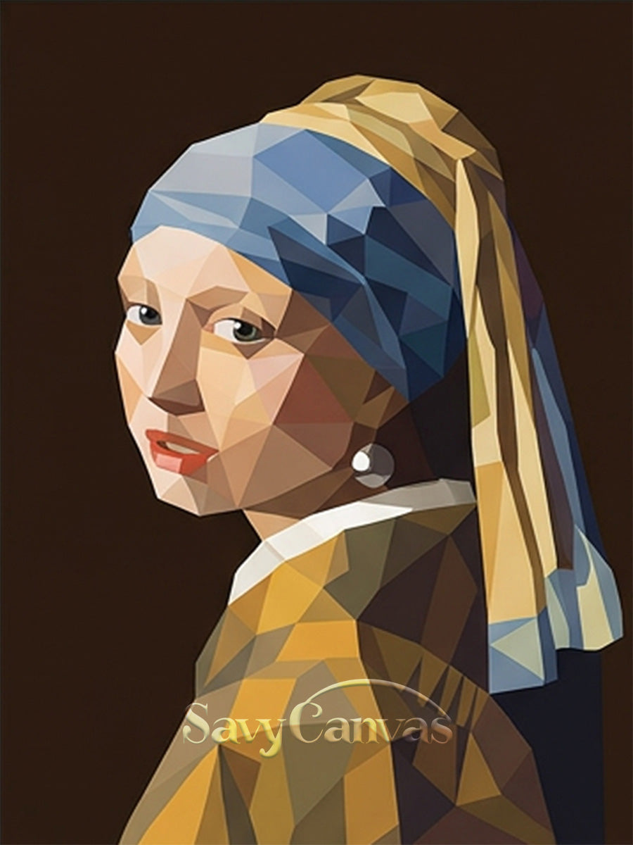 Creative Geometric Masterpiece Art | Girl with a Pearl Earring Print #SS 163