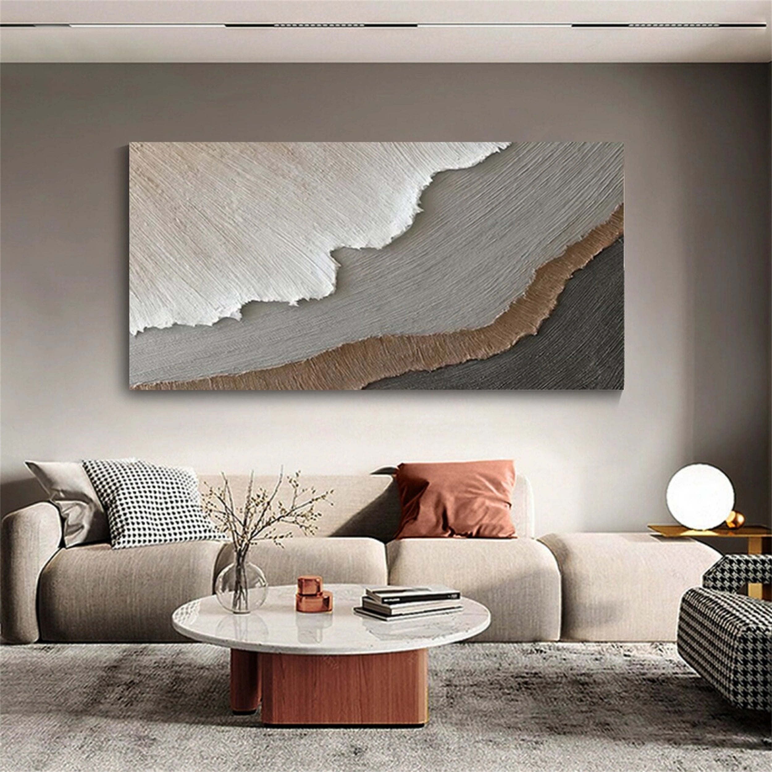 Large Neutral Tone Textured Abstract Wall Art - Ocean Painting #JJ 240