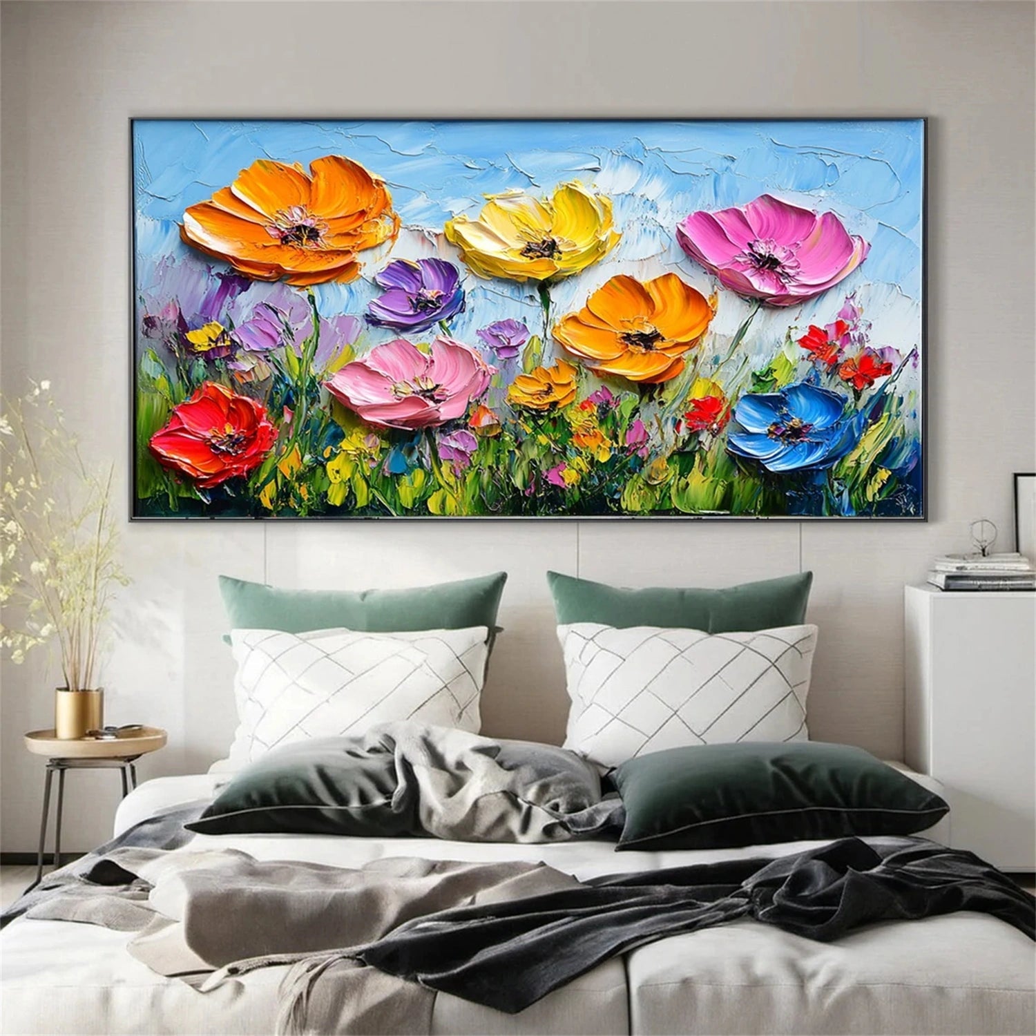Large - Scale Hand - Painted Oil Painting: Floral Delight for Your Walls #JJ 344