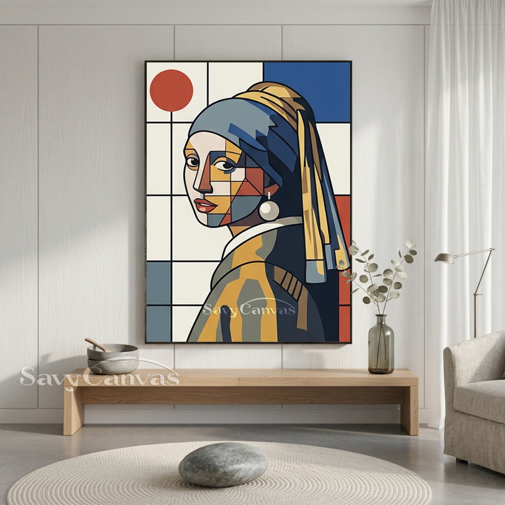 Abstract Pop Art Girl with a Pearl Earring Canvas Painting #SS 165