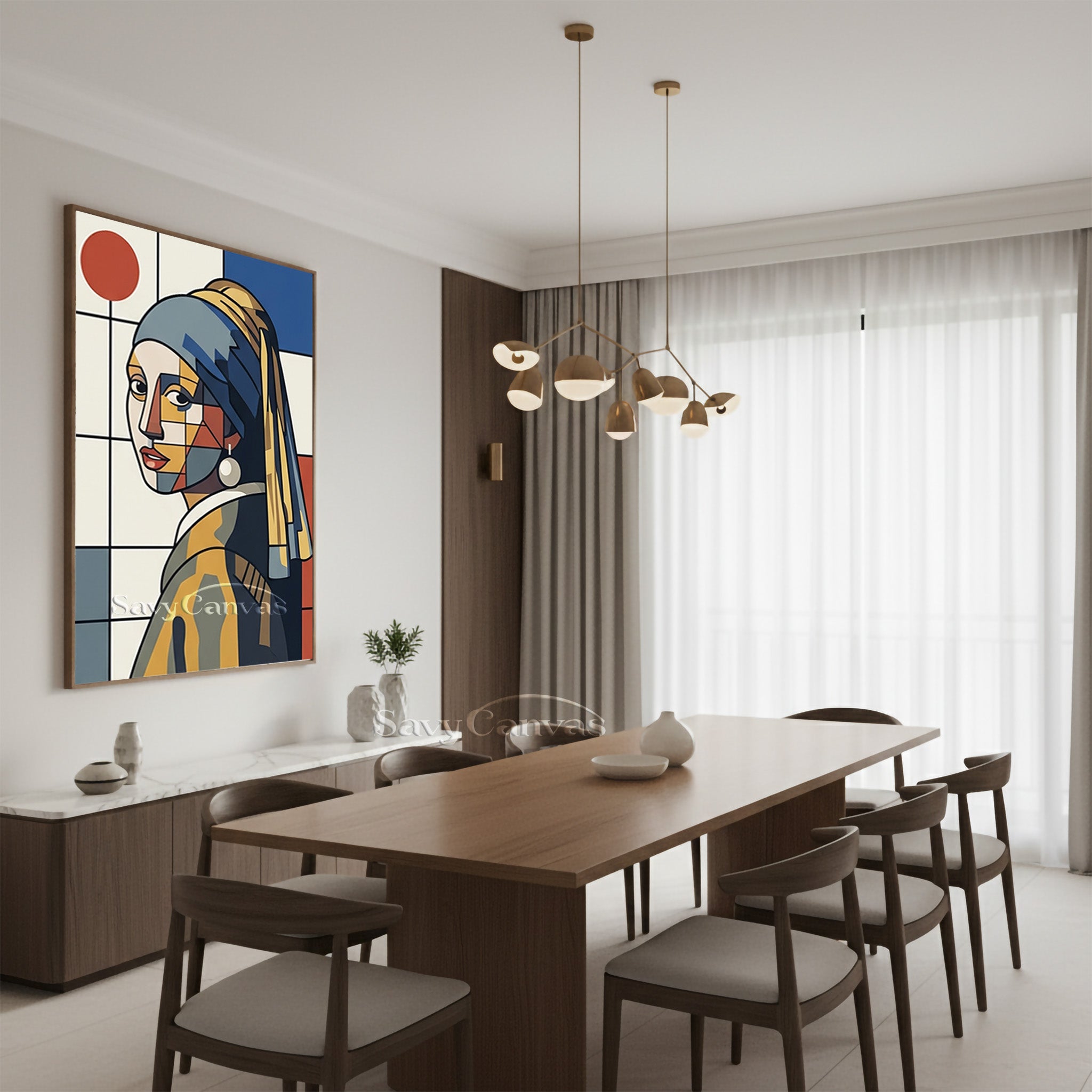 Abstract Pop Art Girl with a Pearl Earring Canvas Painting #SS 165