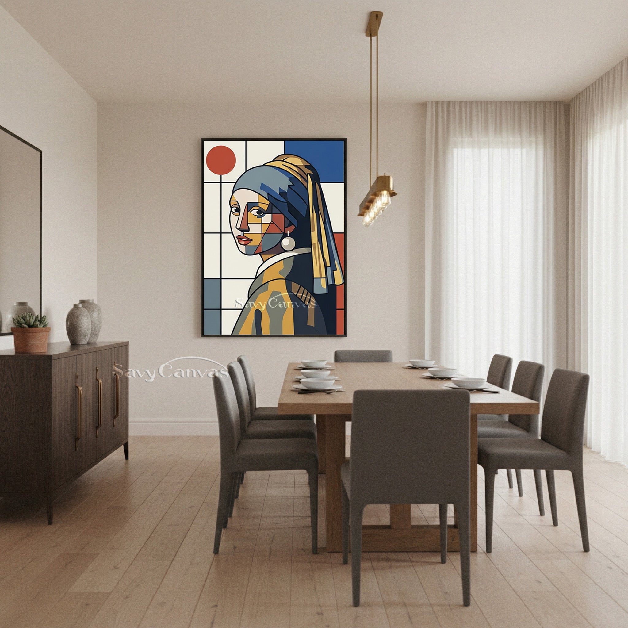 Abstract Pop Art Girl with a Pearl Earring Canvas Painting #SS 165