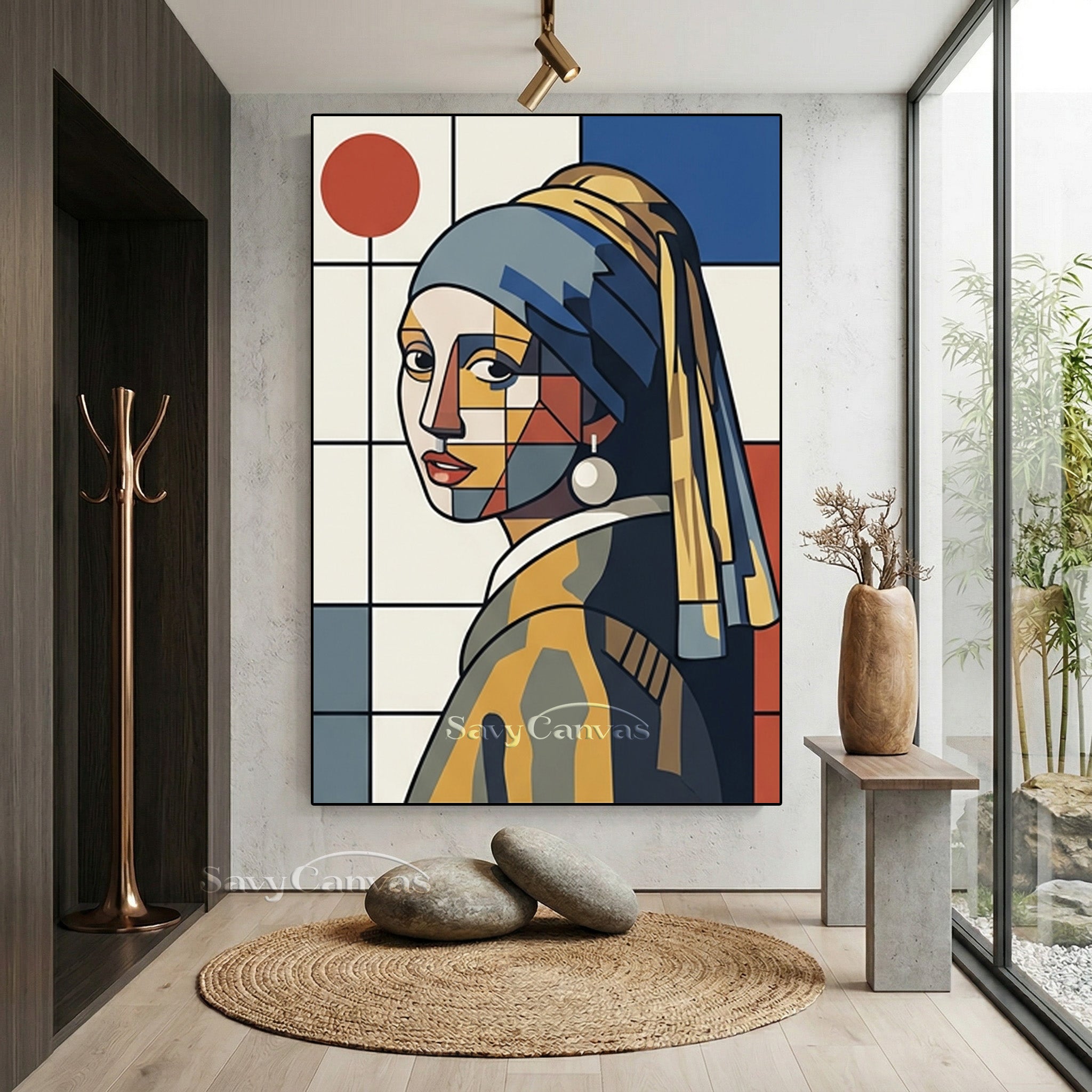 Abstract Pop Art Girl with a Pearl Earring Canvas Painting #SS 165