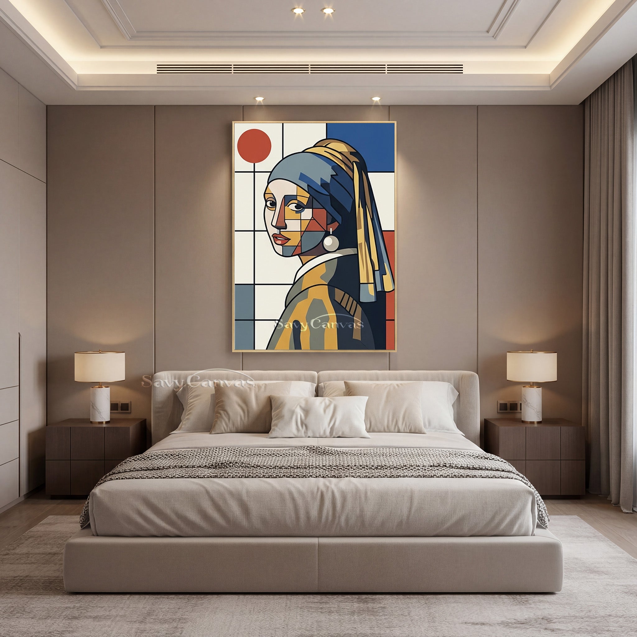 Abstract Pop Art Girl with a Pearl Earring Canvas Painting #SS 165