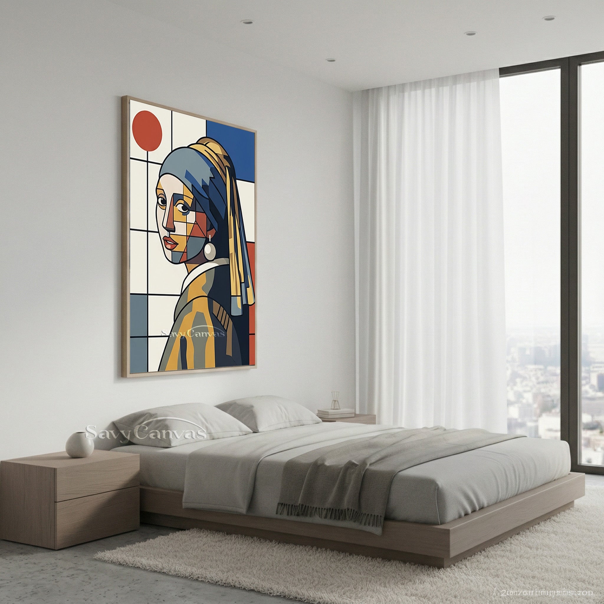 Abstract Pop Art Girl with a Pearl Earring Canvas Painting #SS 165
