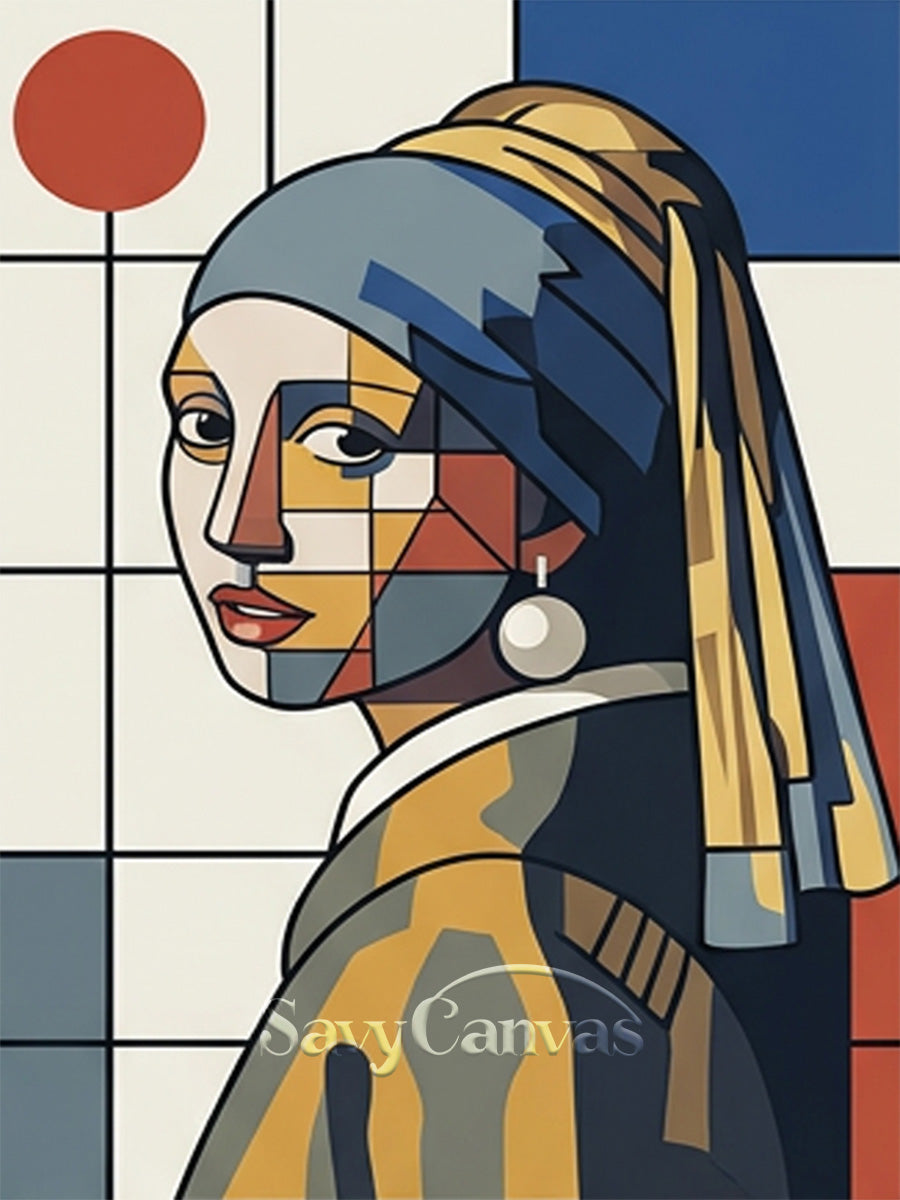 Abstract Pop Art Girl with a Pearl Earring Canvas Painting #SS 165