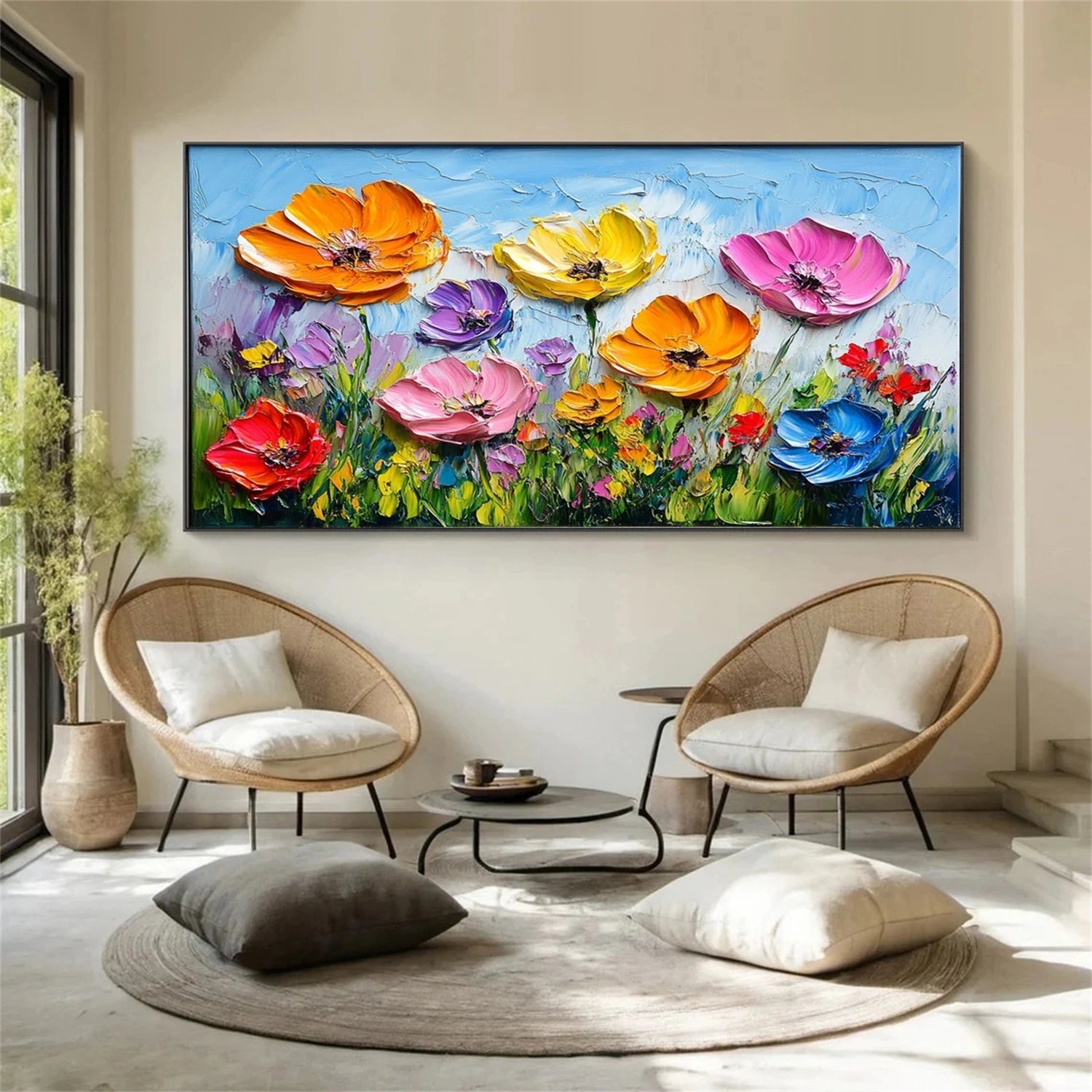 Large - Scale Hand - Painted Oil Painting: Floral Delight for Your Walls #JJ 344