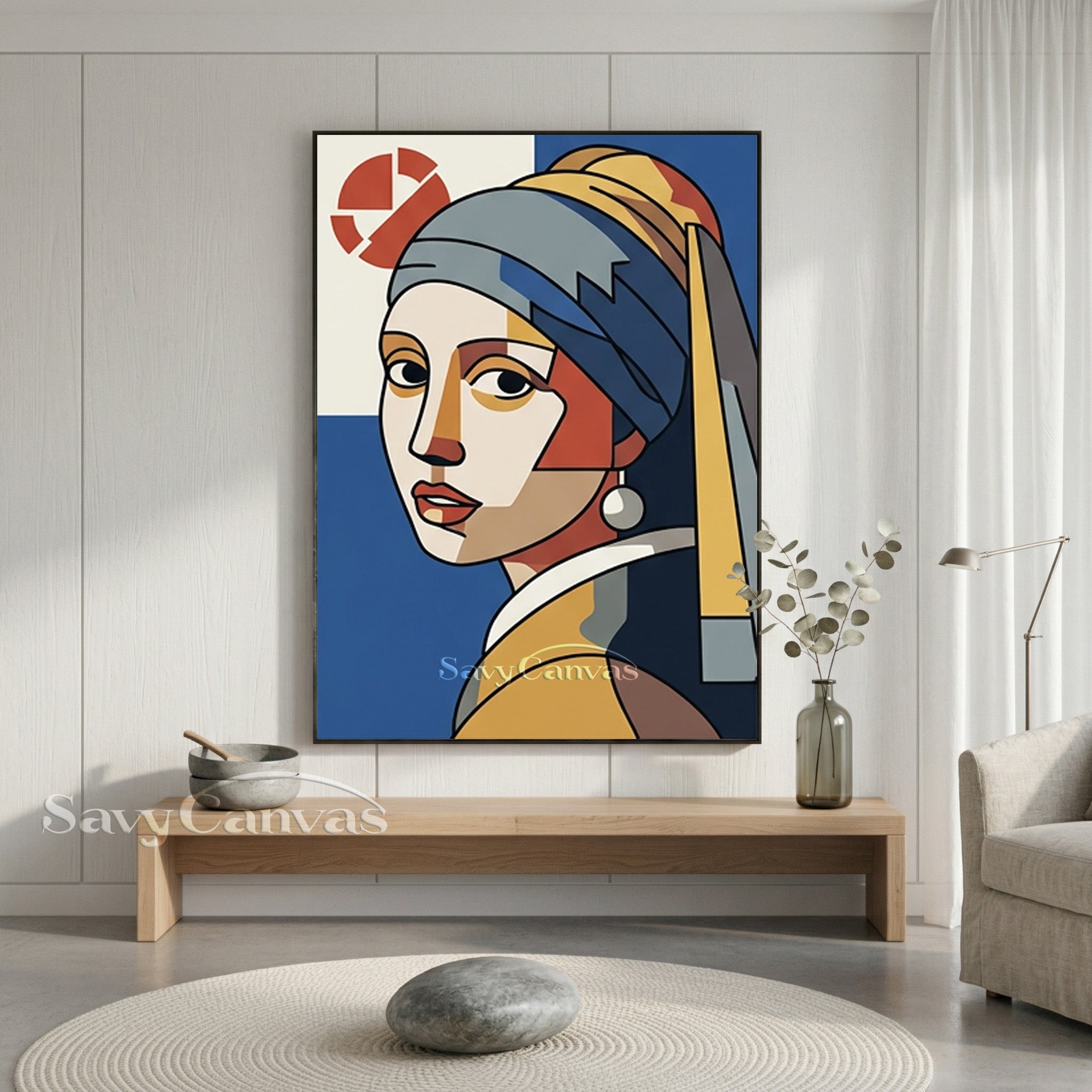 Geometric Vermeer Girl with Pearl Earring | Handmade Art #SS 166