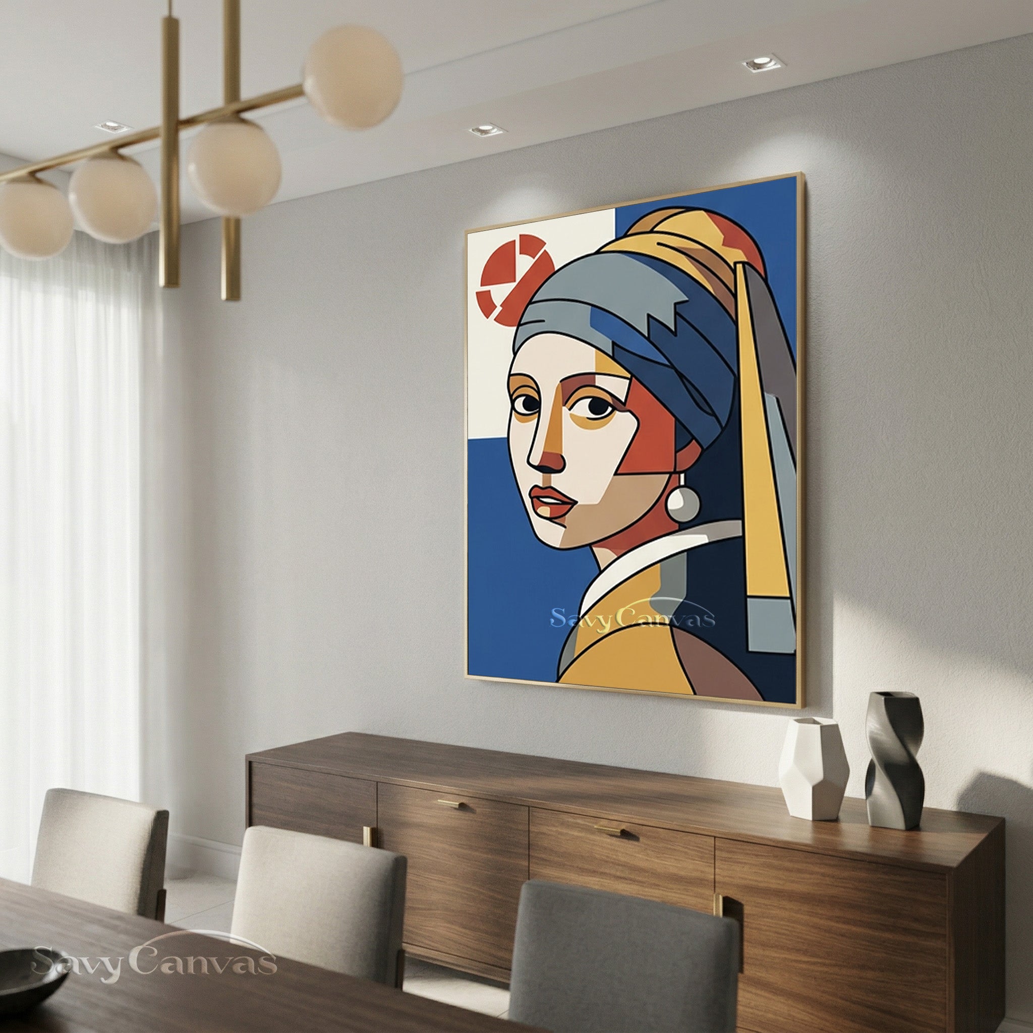 Geometric Vermeer Girl with Pearl Earring | Handmade Art #SS 166