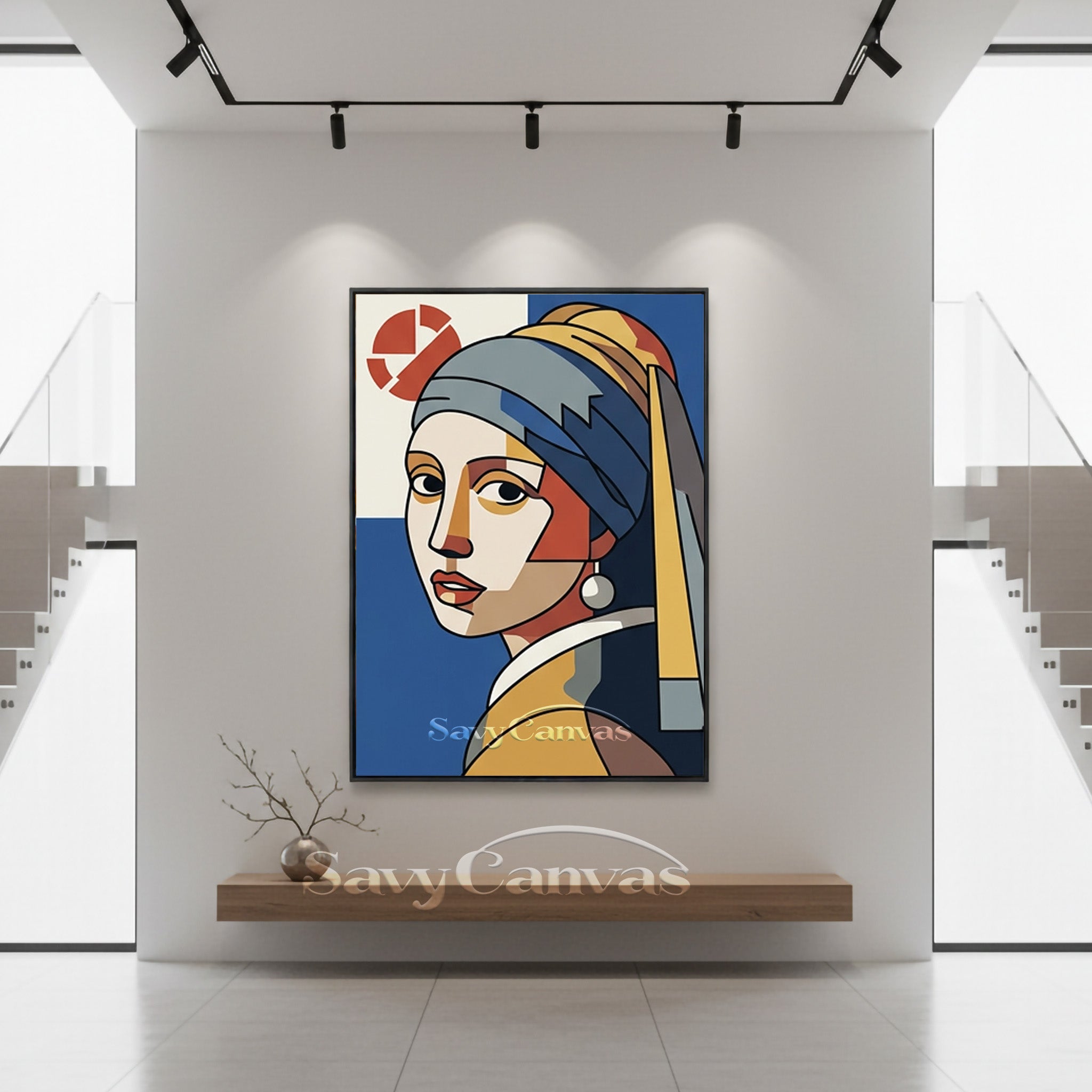 Geometric Vermeer Girl with Pearl Earring | Handmade Art #SS 166