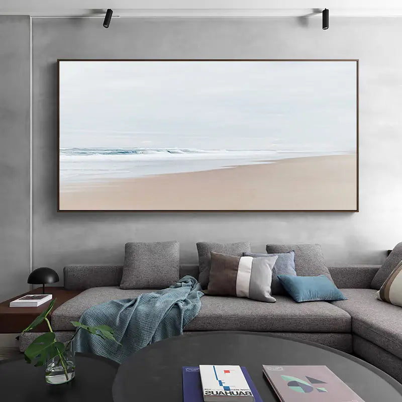 Textured Neutral Coastal Art | Beige Sand & Sea Abstract Painting