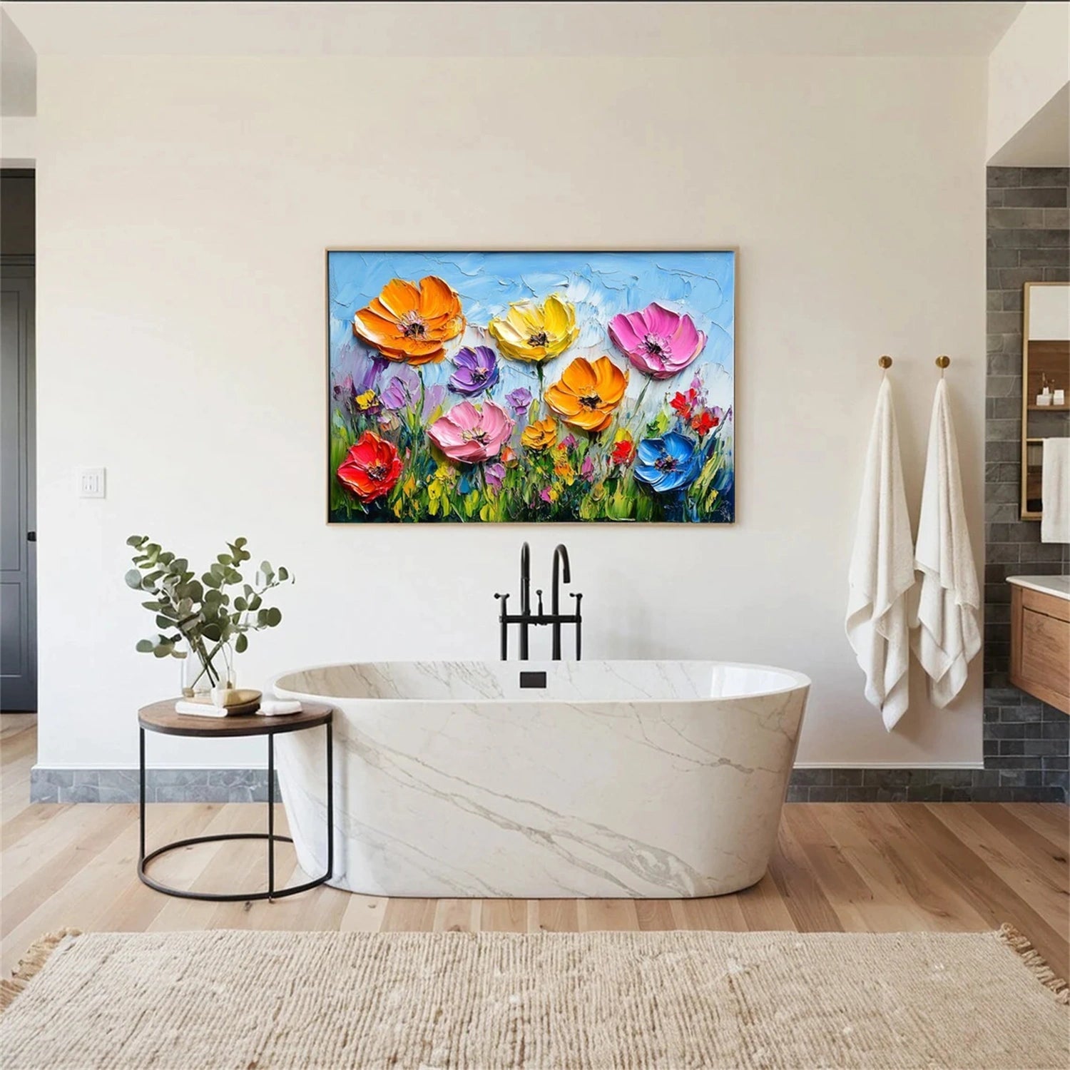 Large - Scale Hand - Painted Oil Painting: Floral Delight for Your Walls #JJ 344