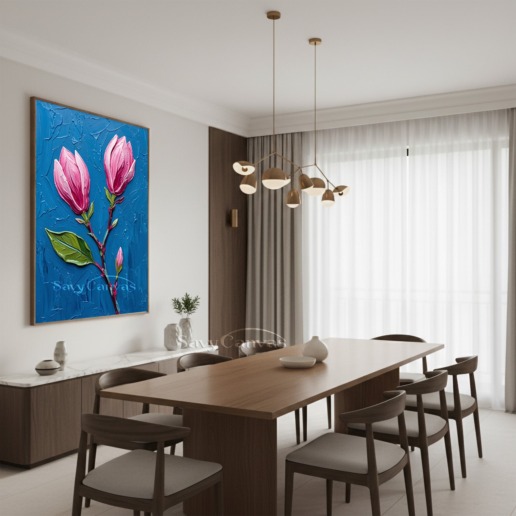 Textured Pink Magnolia Buds Oil Painting | Impasto Floral Art #SS 169