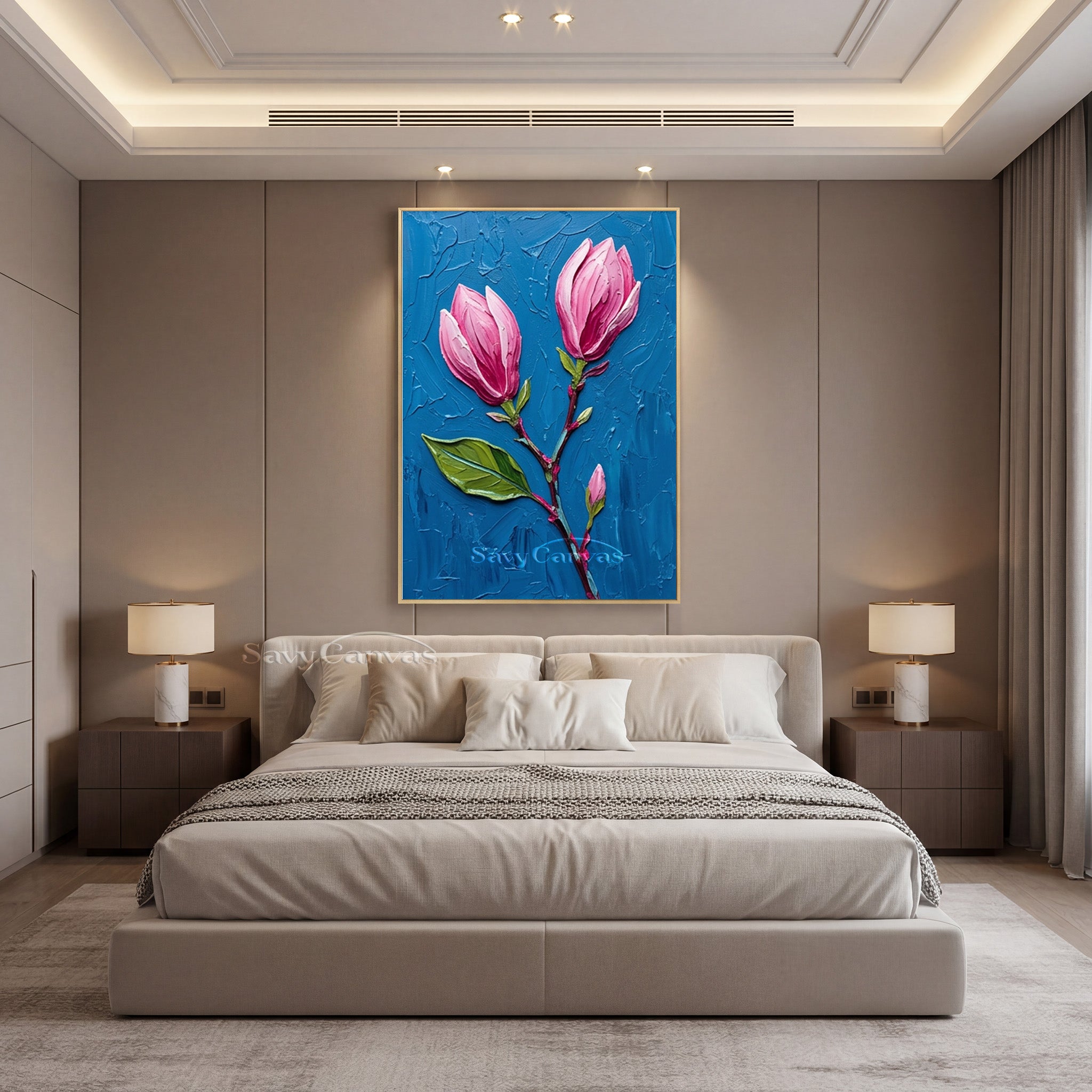 Textured Pink Magnolia Buds Oil Painting | Impasto Floral Art #SS 169