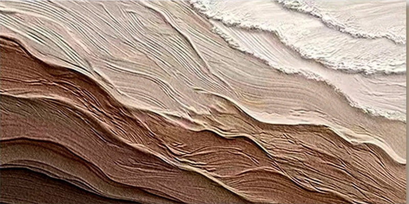 Japandi Wall Decor | Beige and White Textured Abstract Art #TC 220