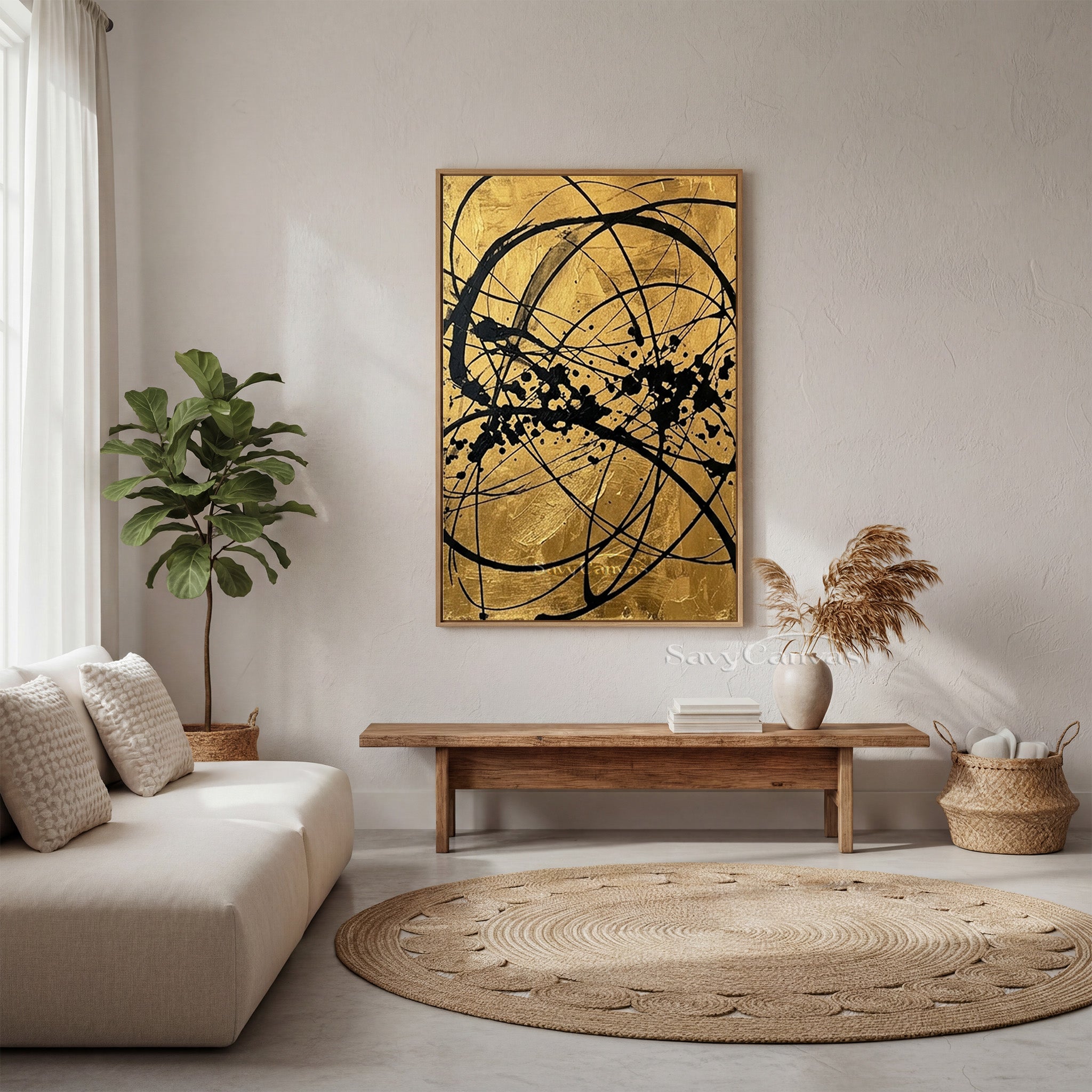 Bold Gold and Black Abstract Wall Art | Luxury Modern Decor #AA 523
