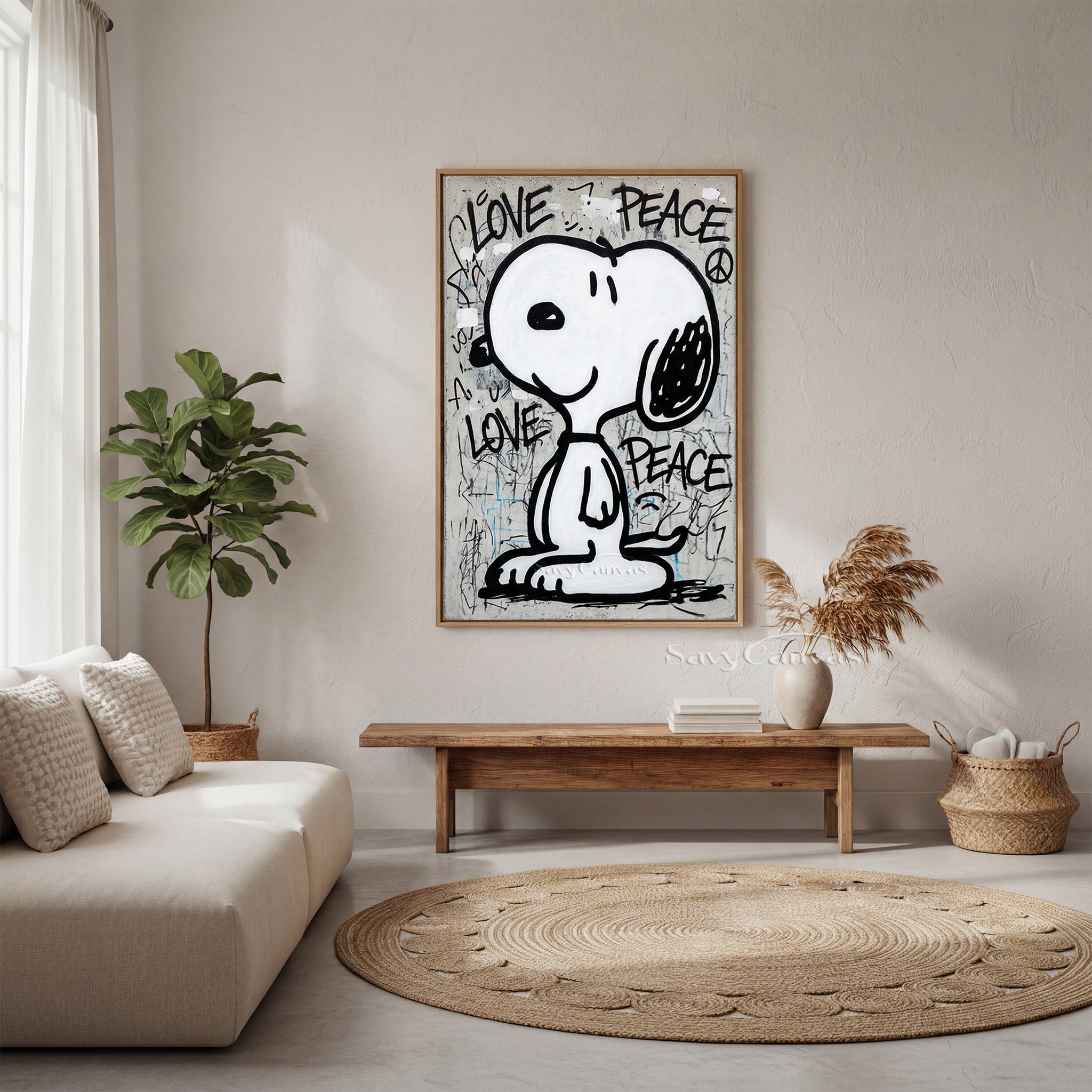Abstract Graffiti Snoopy Canvas Painting - Urban Style Wall Art #SS 060