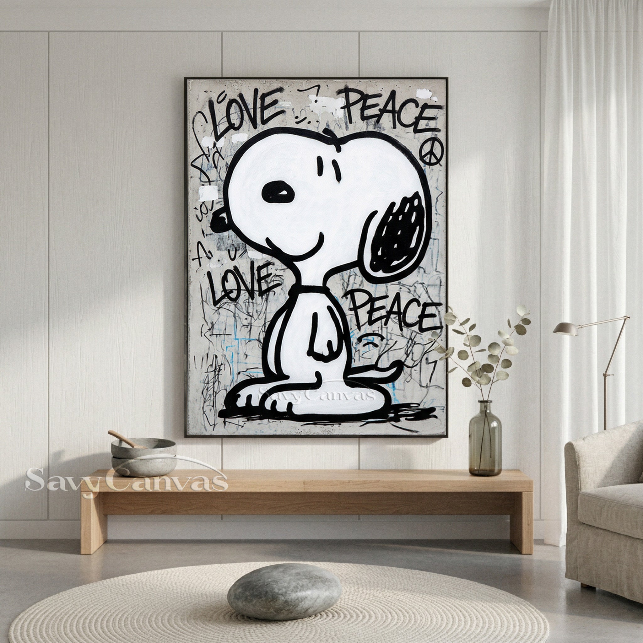 SNOOPYキャンバス画 Abstract Graffiti Snoopy Canvas Painting - Urban Style Wall Art #SS 06