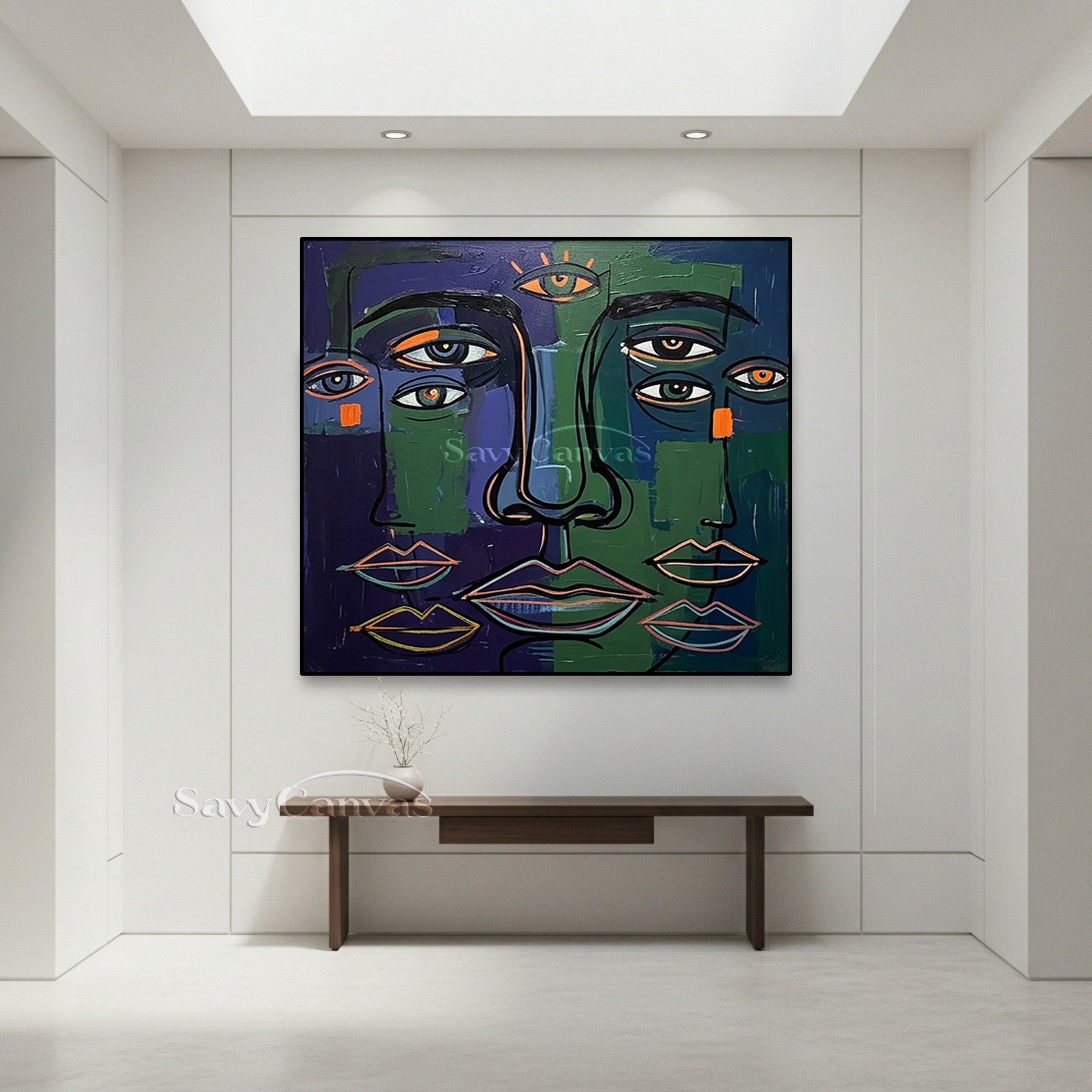 Modern Abstract Faces Oil Painting | Cubist Wall Art #SS 100