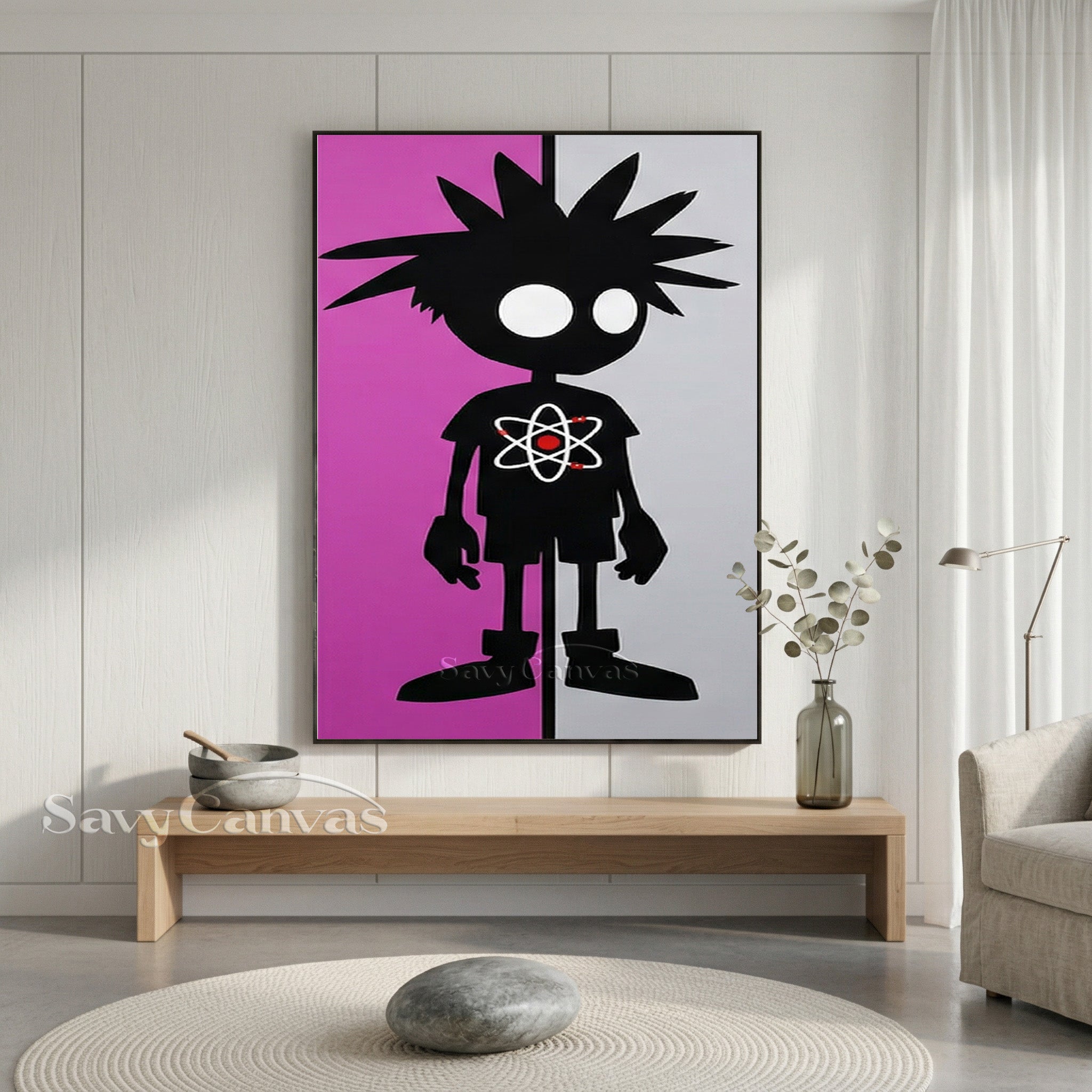 Modern Cartoon Silhouette Canvas Art - Atom Boy Pop Art Decor #SS 096
