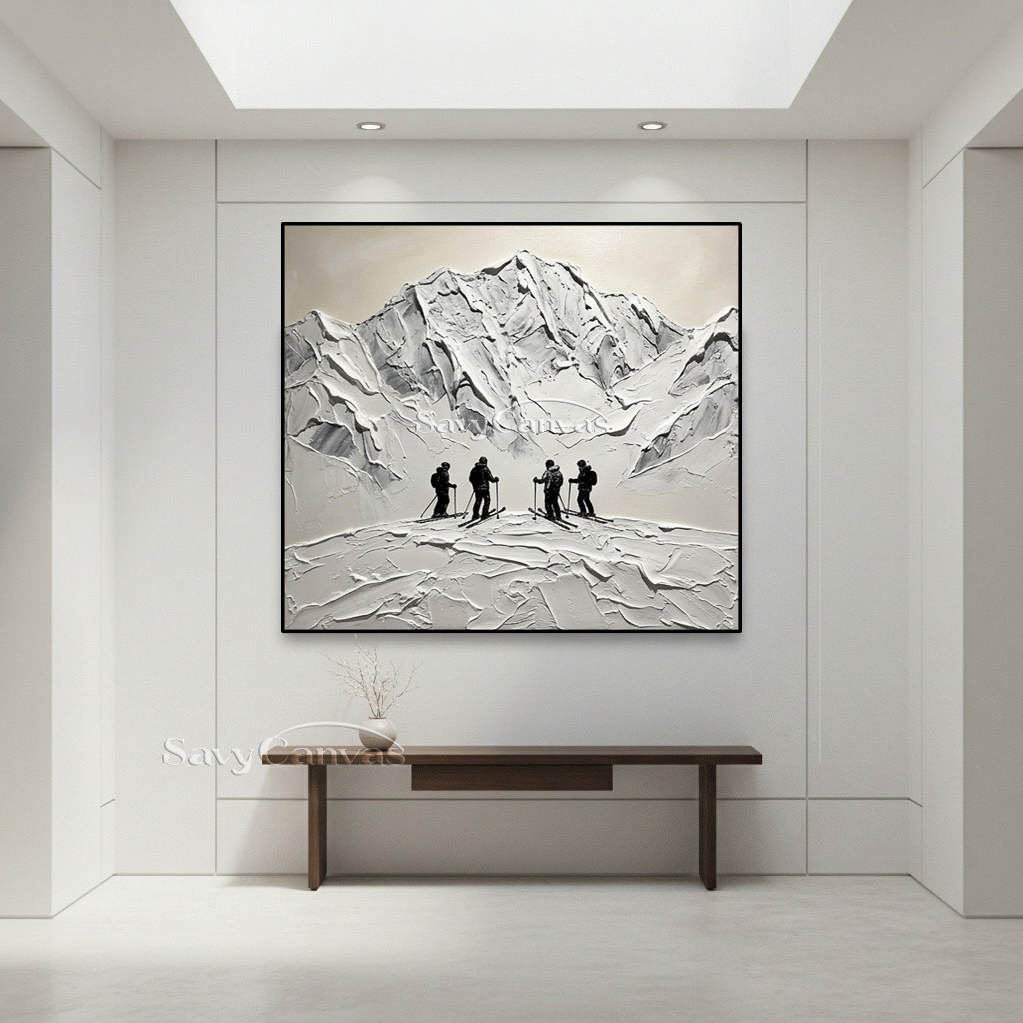 3D Textured Mountain Painting | Palette Knife Ski Art #AA 516