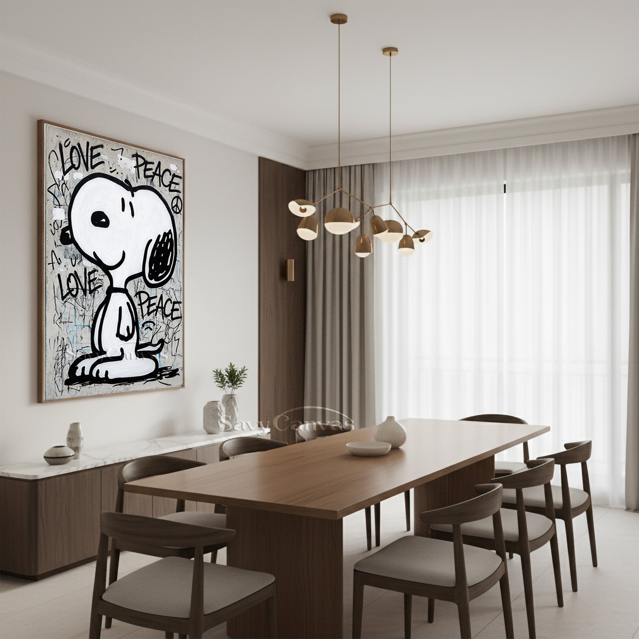 Abstract Graffiti Snoopy Canvas Painting - Urban Style Wall Art #SS 060