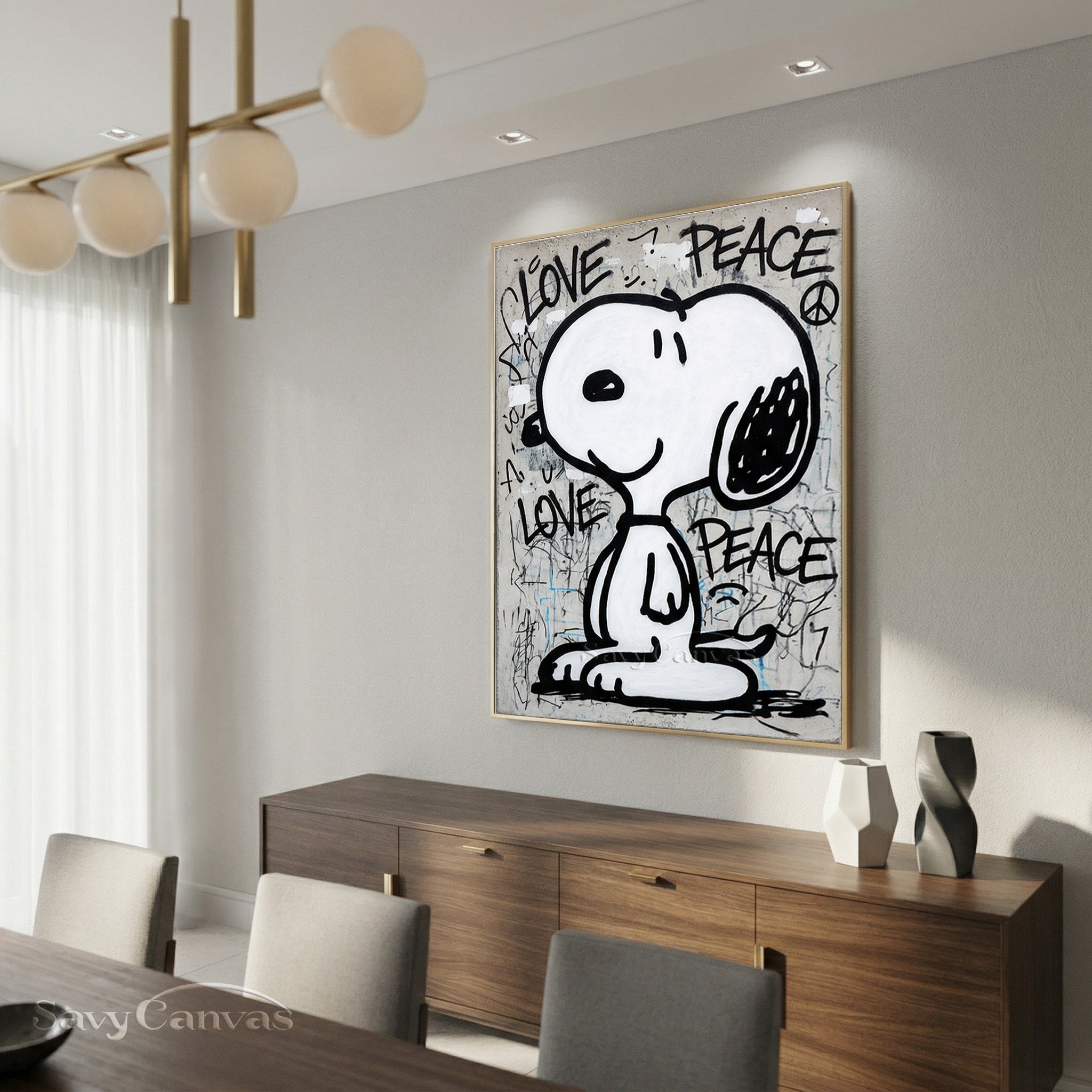 Abstract Graffiti Snoopy Canvas Painting - Urban Style Wall Art #SS 060